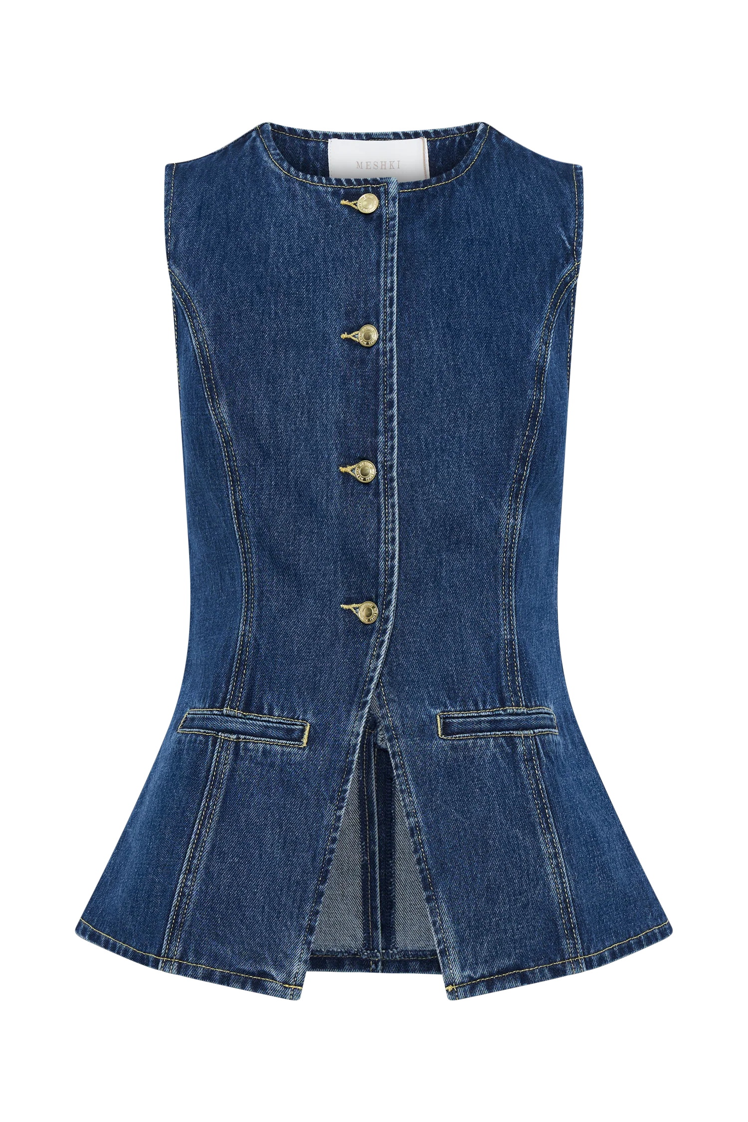 Abel Denim Button Up Top - Dark Blue - Image 6