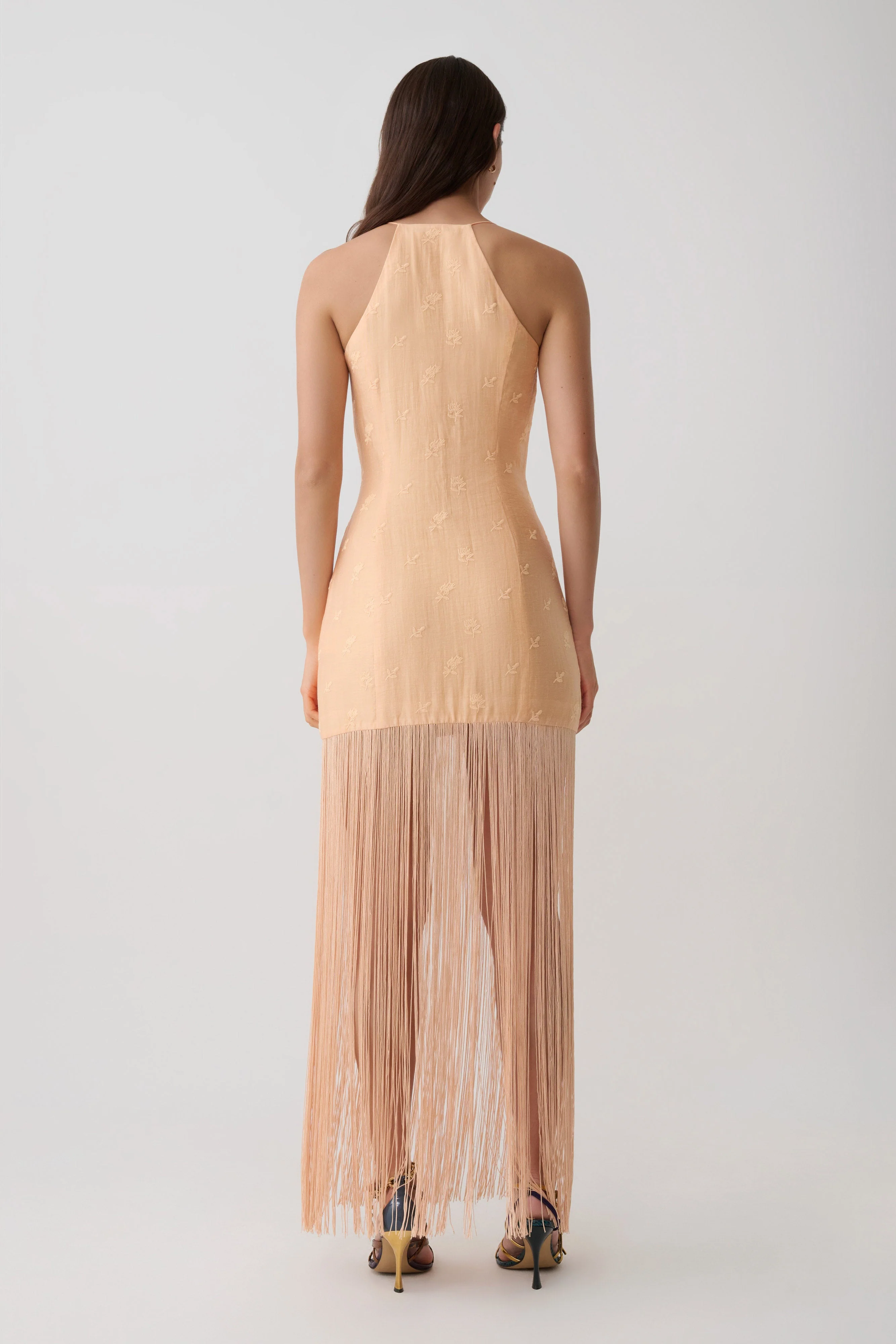 Abigail V Neck Fringe Maxi Dress - Orange - Image 2