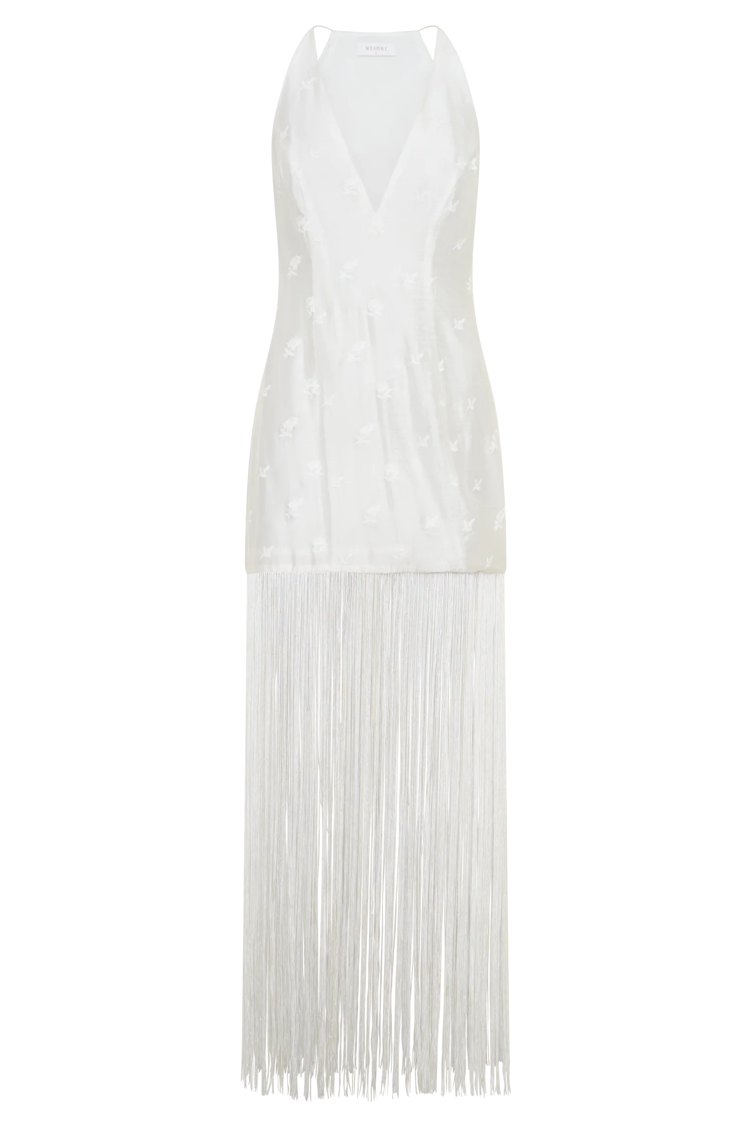 Abigail V Neck Fringe Maxi Dress - White - Image 6