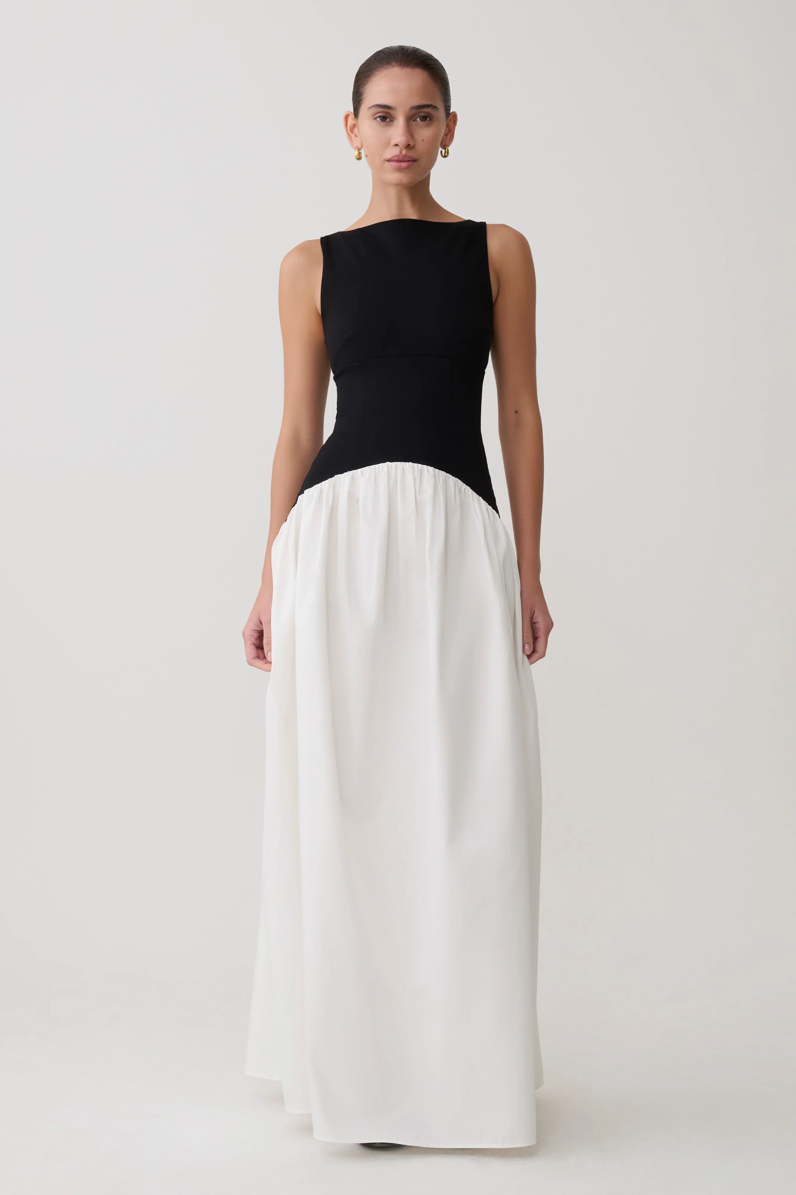 Acacia Contrast Sleeveless Maxi Dress - Black/White - Image 4