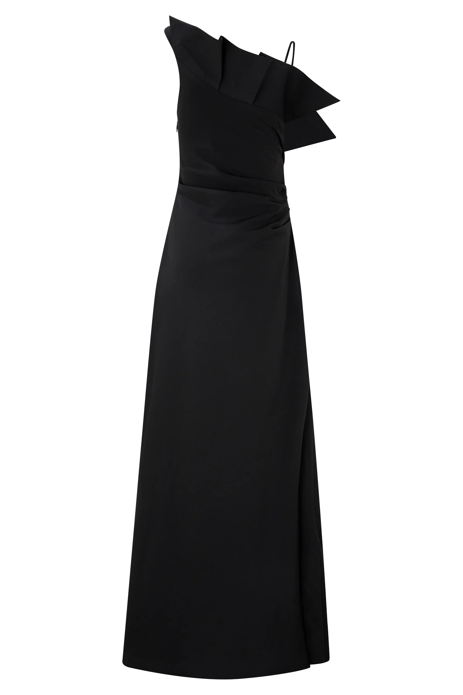 Adalyn One Shoulder Crepe Maxi Dress - Black - Image 8