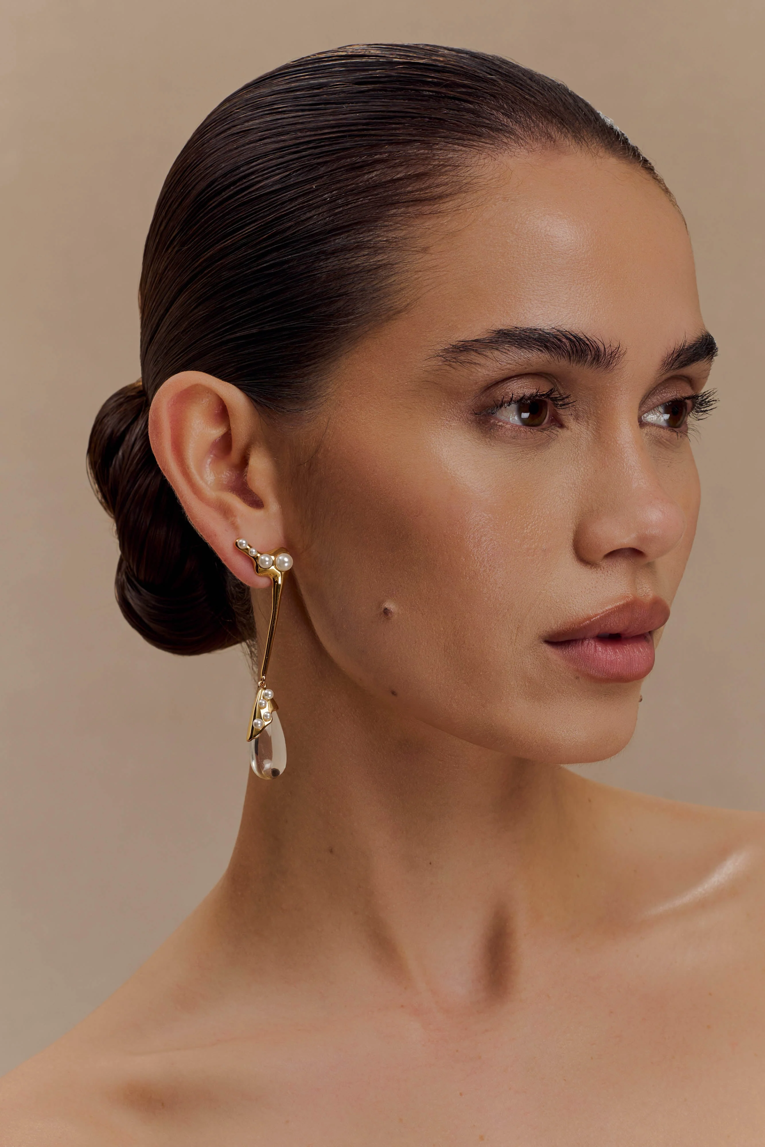 Adelaide Pearl Drop Earrings - Gold - Image 2
