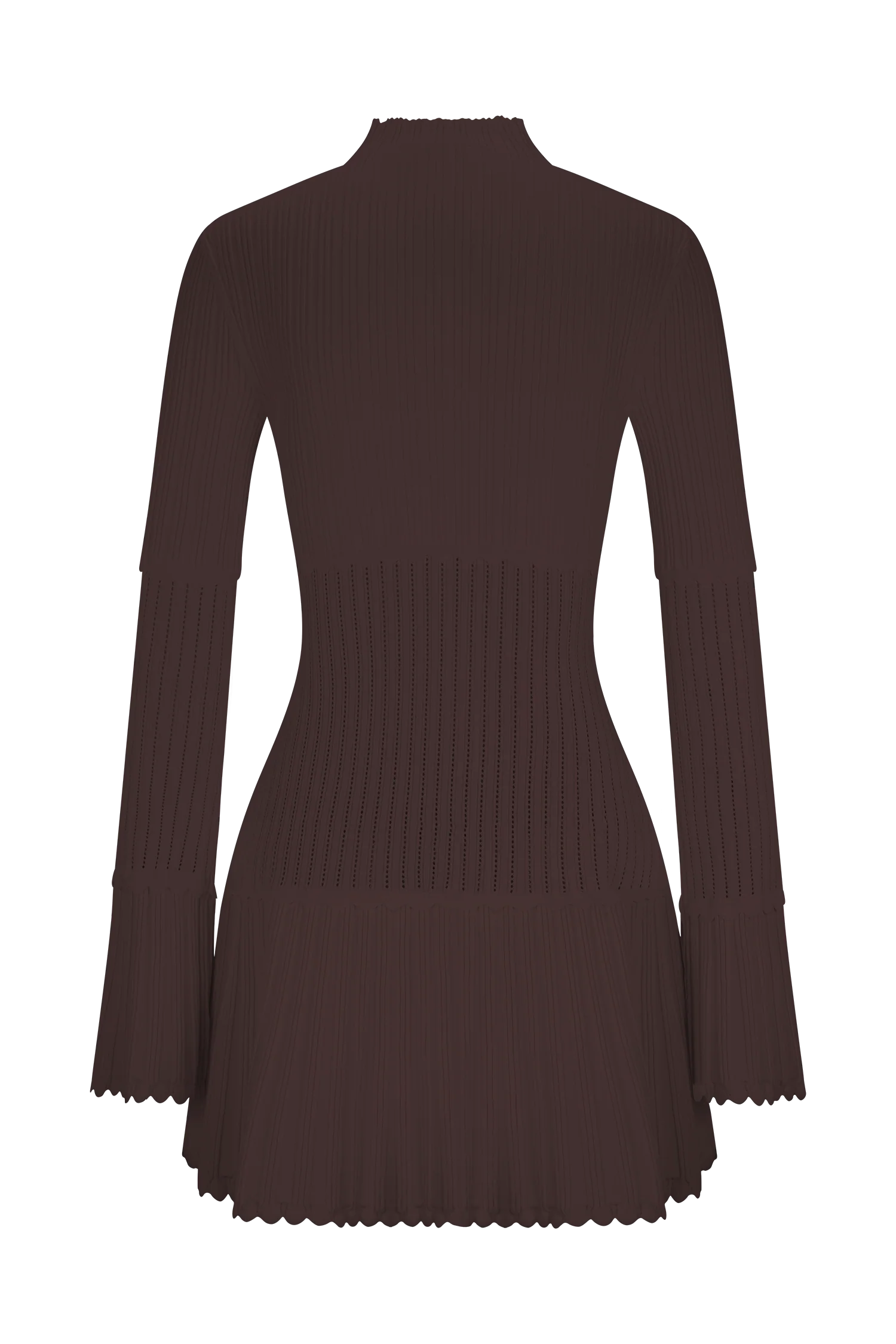 Adena Pointelle Knit Mini Dress - Chocolate - Image 10