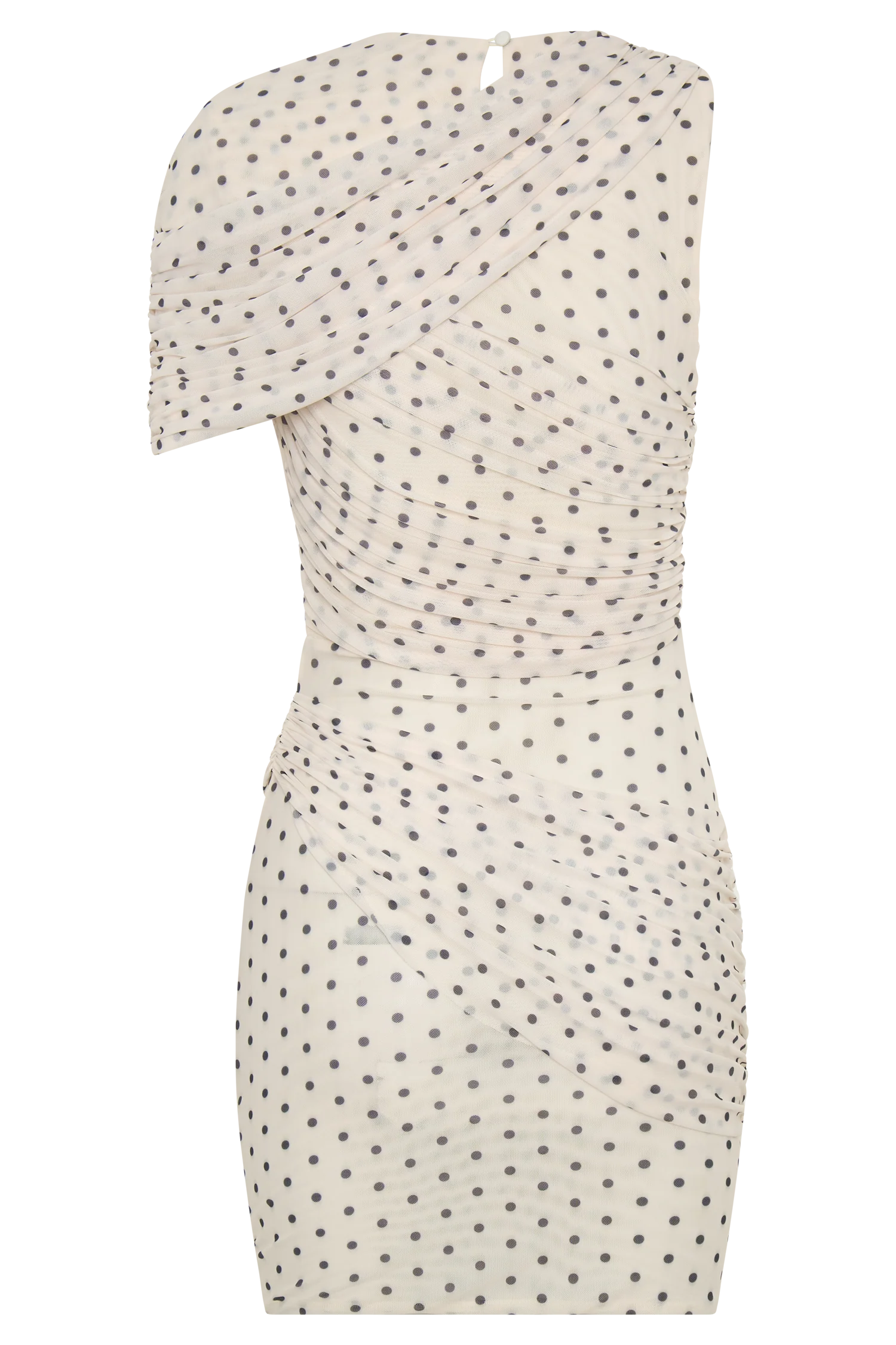 Adrienne One Shoulder Mesh Mini Dress - Polka Dot - Image 8