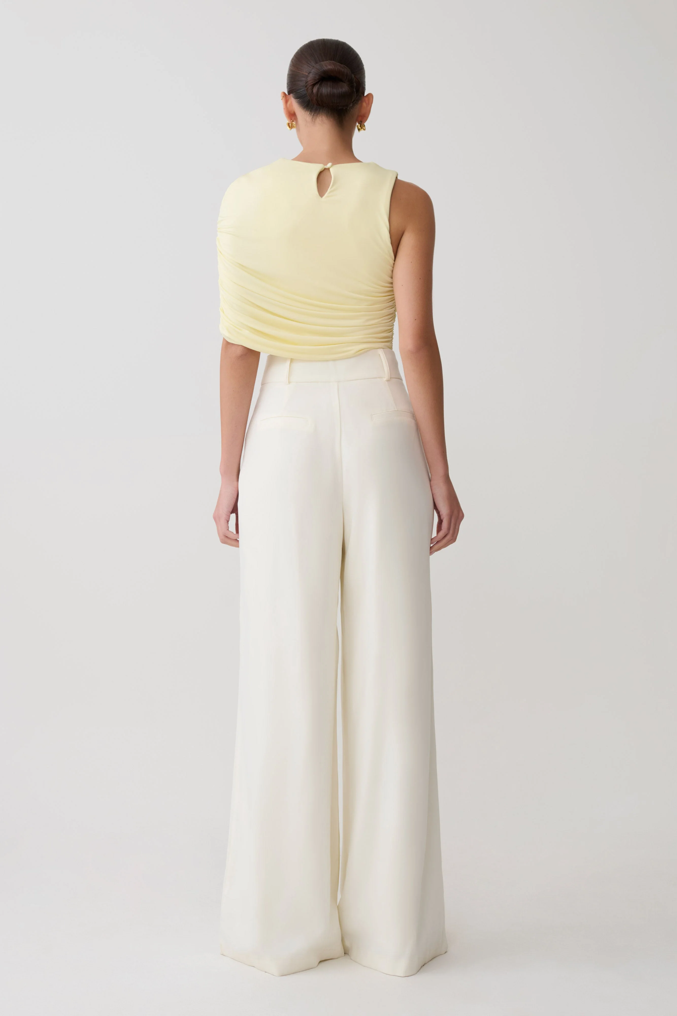 Adrienne One Shoulder Slinky Top - Lemon - Image 5