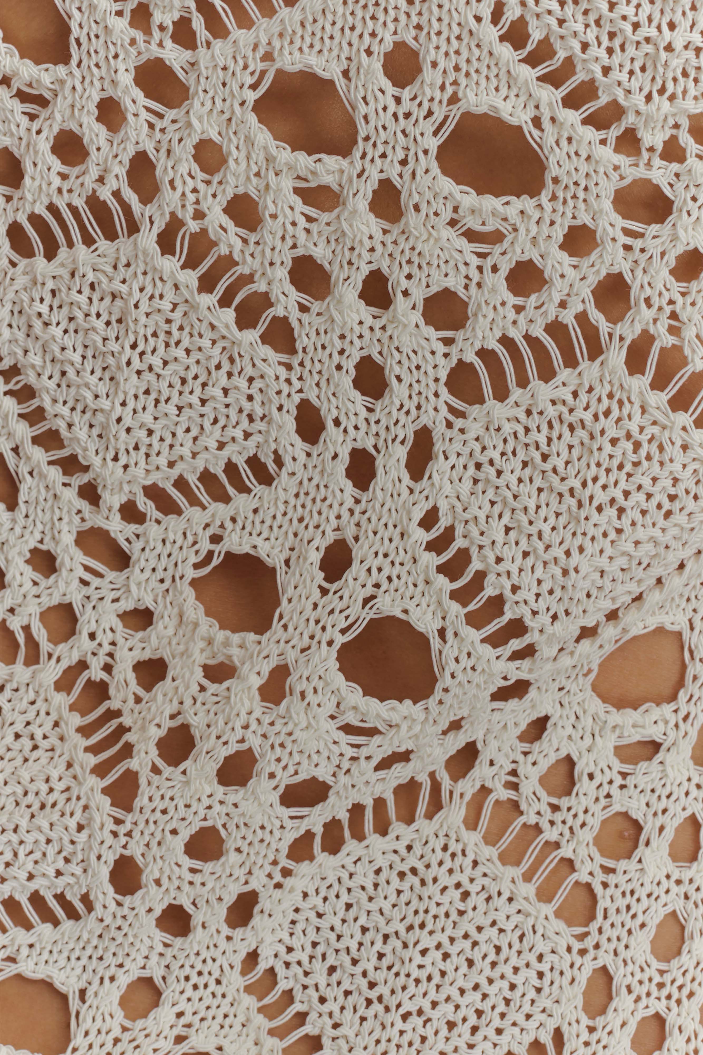 Aeline Strapless Crochet Knit Top - Ivory - Image 5