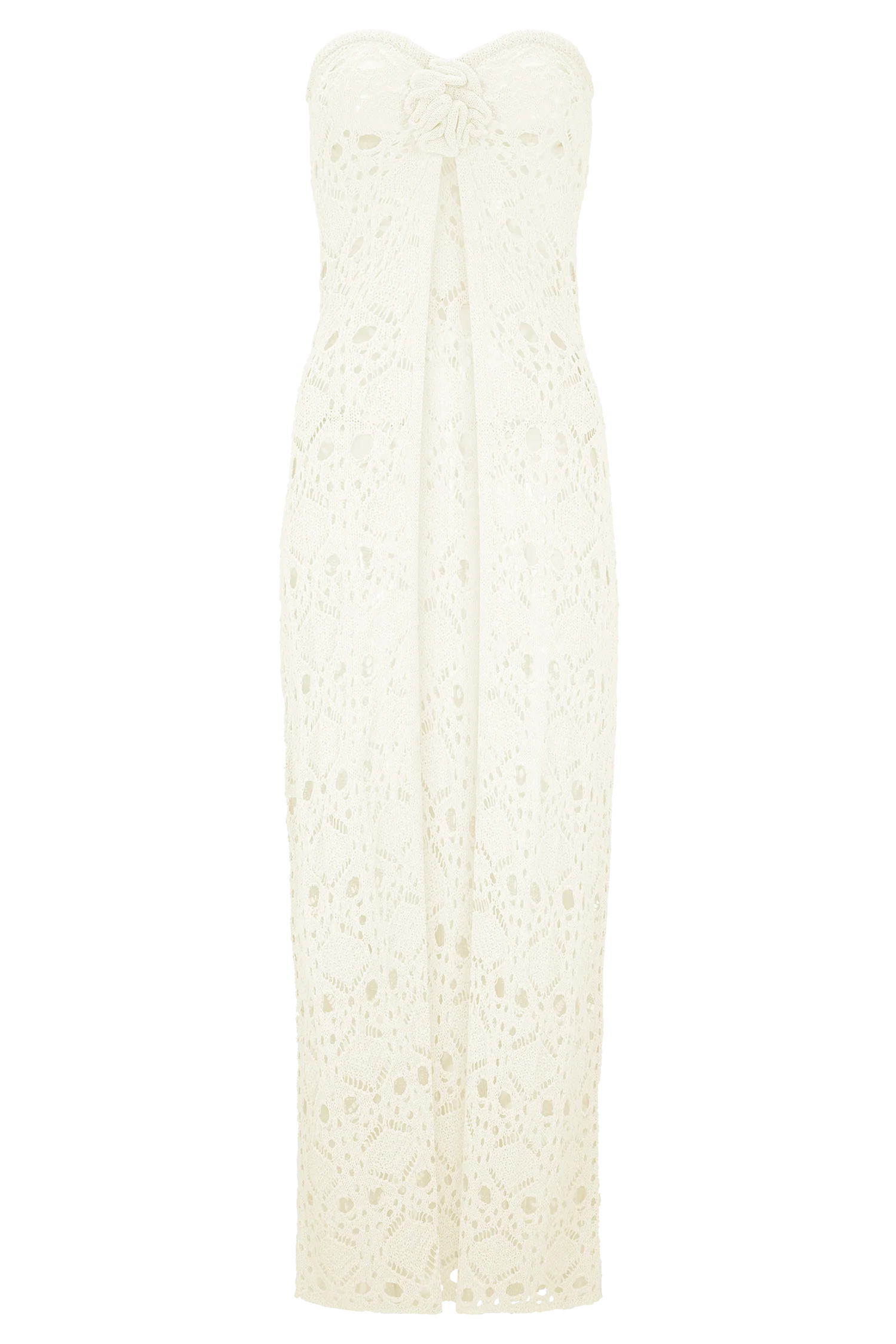 Aeline Strapless Crochet Knit Top - Ivory - Image 7