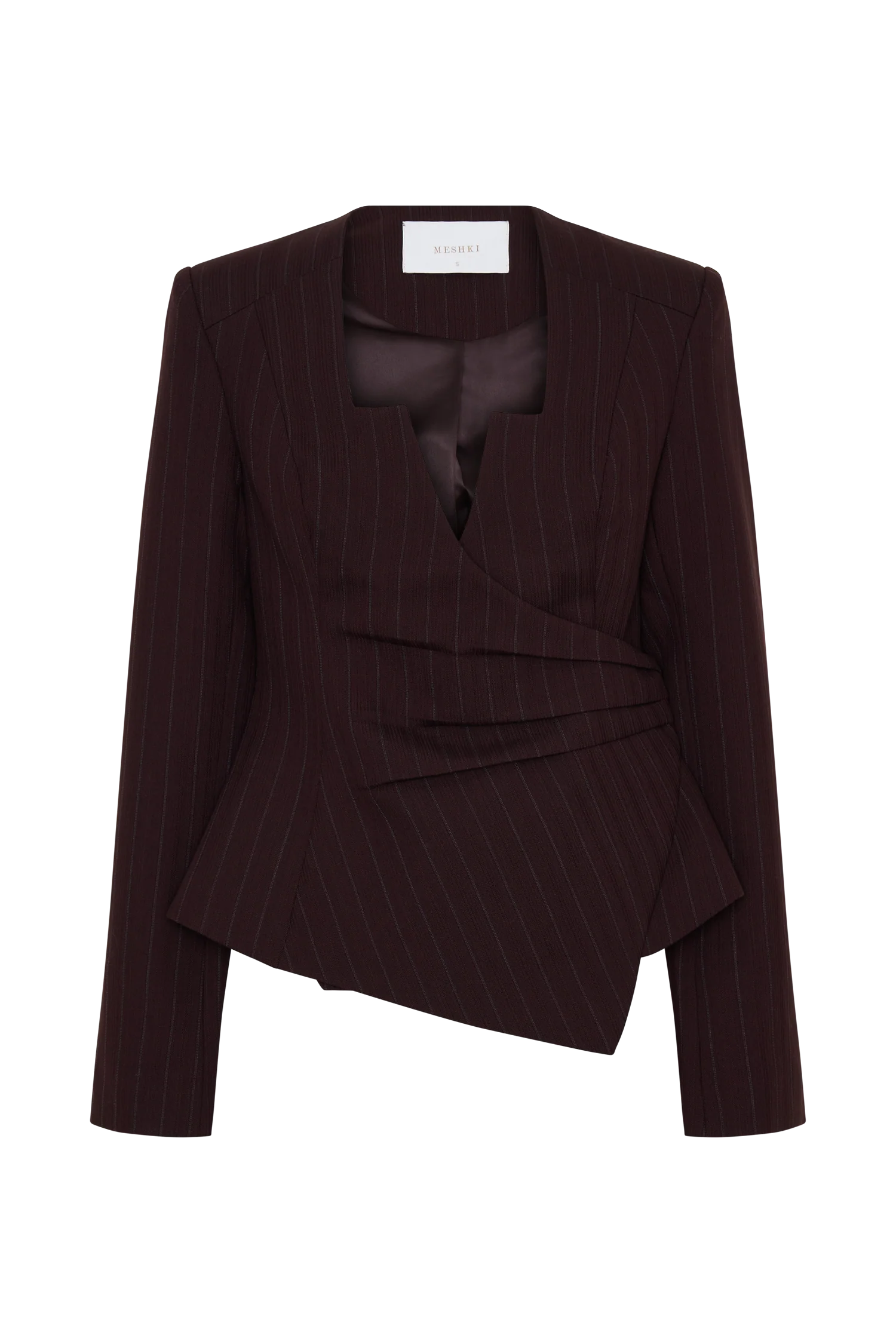 Agatha Square Neck Blazer - Plum Pinstripe - Image 14