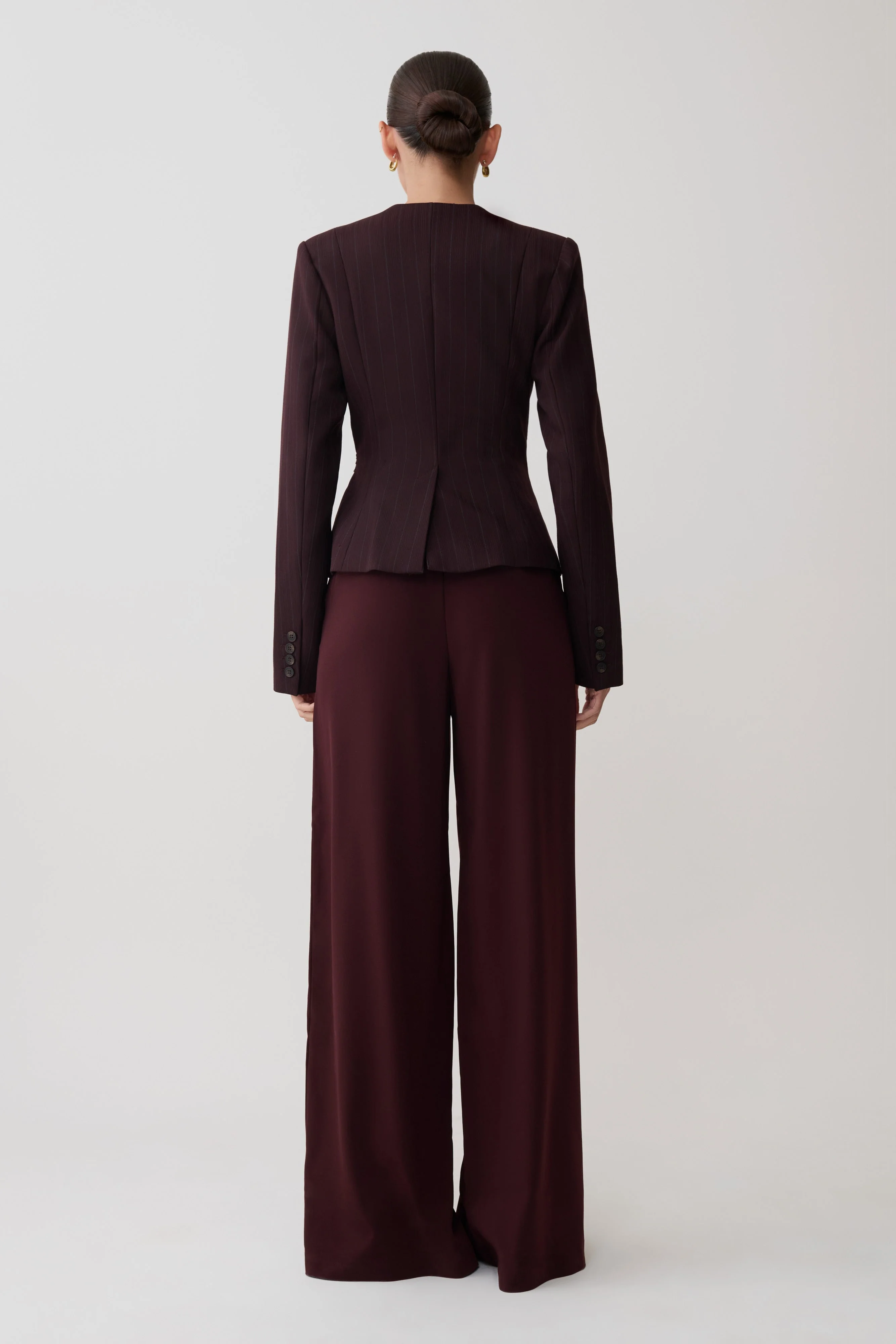 Agatha Square Neck Blazer - Plum Pinstripe - Image 6
