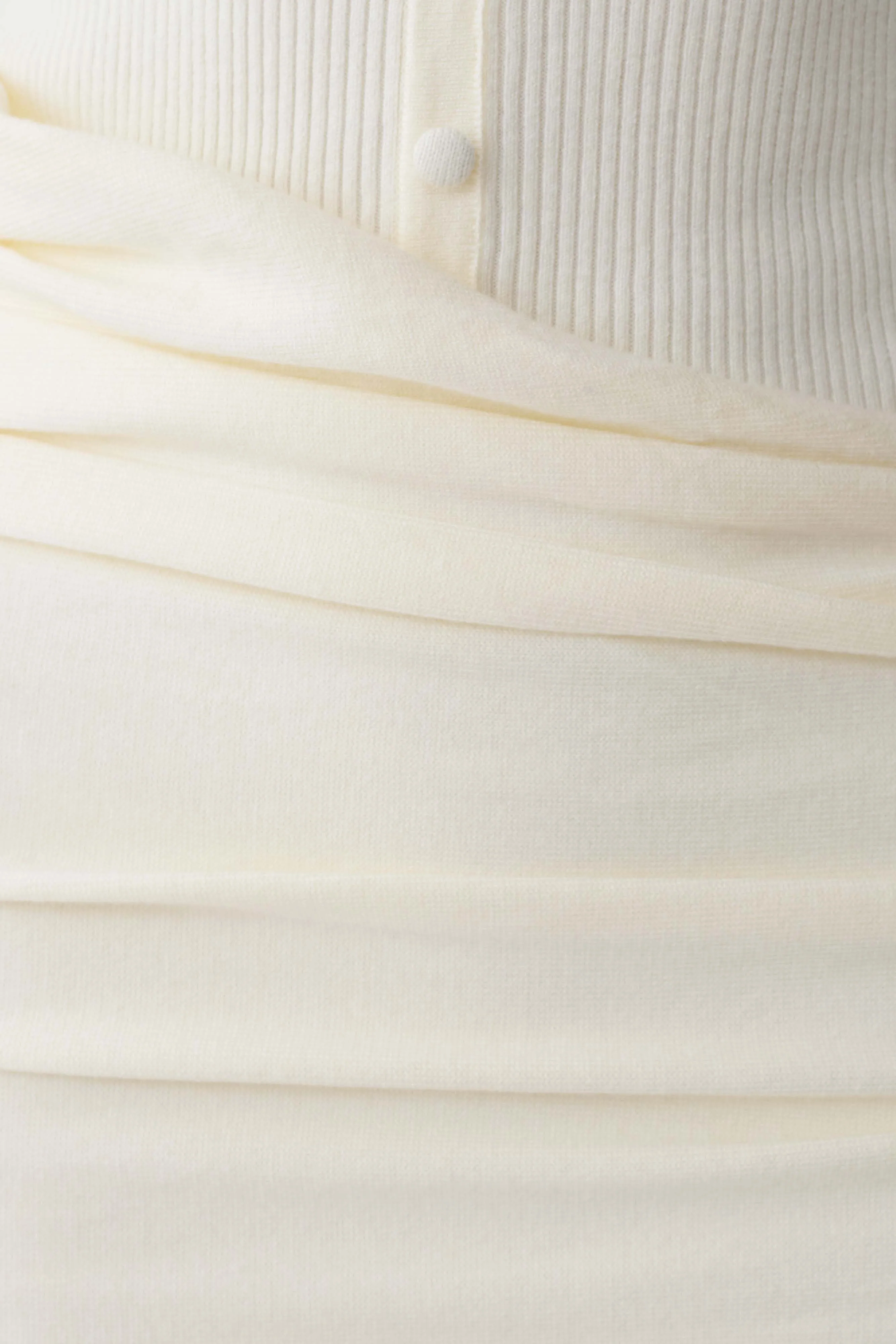 Agness Long Sleeve Button Up Knit Dress - Ivory - Image 7