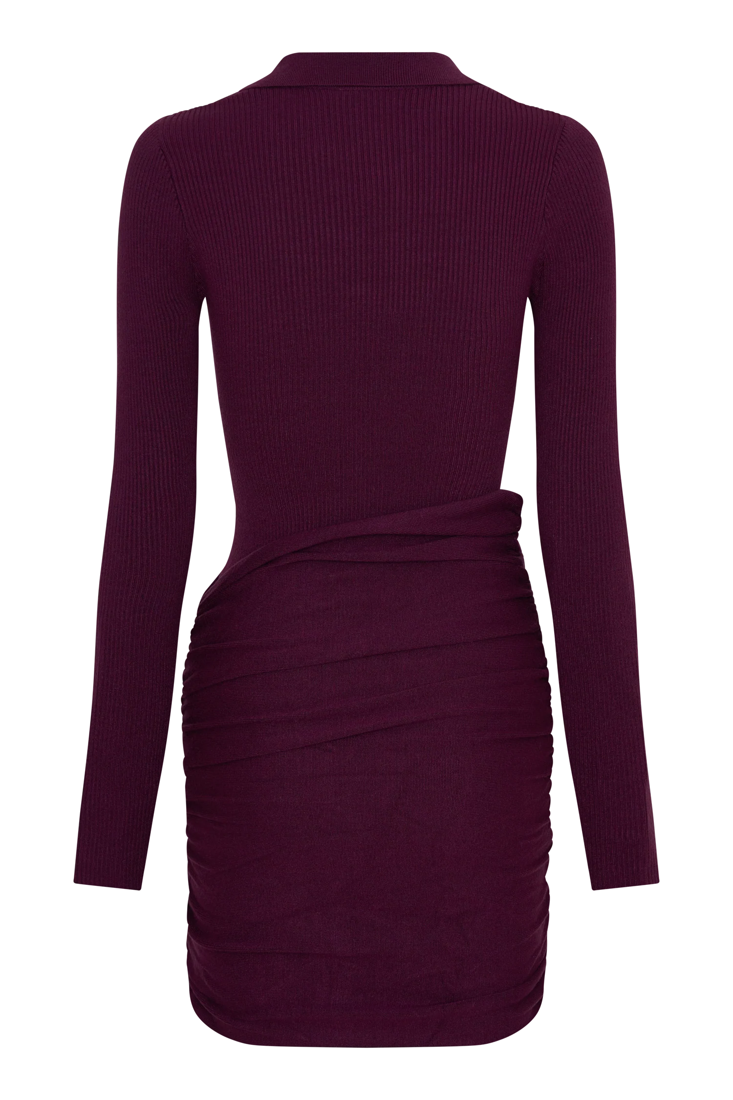 Agness Long Sleeve Button Up Knit Dress - Plum - Image 8