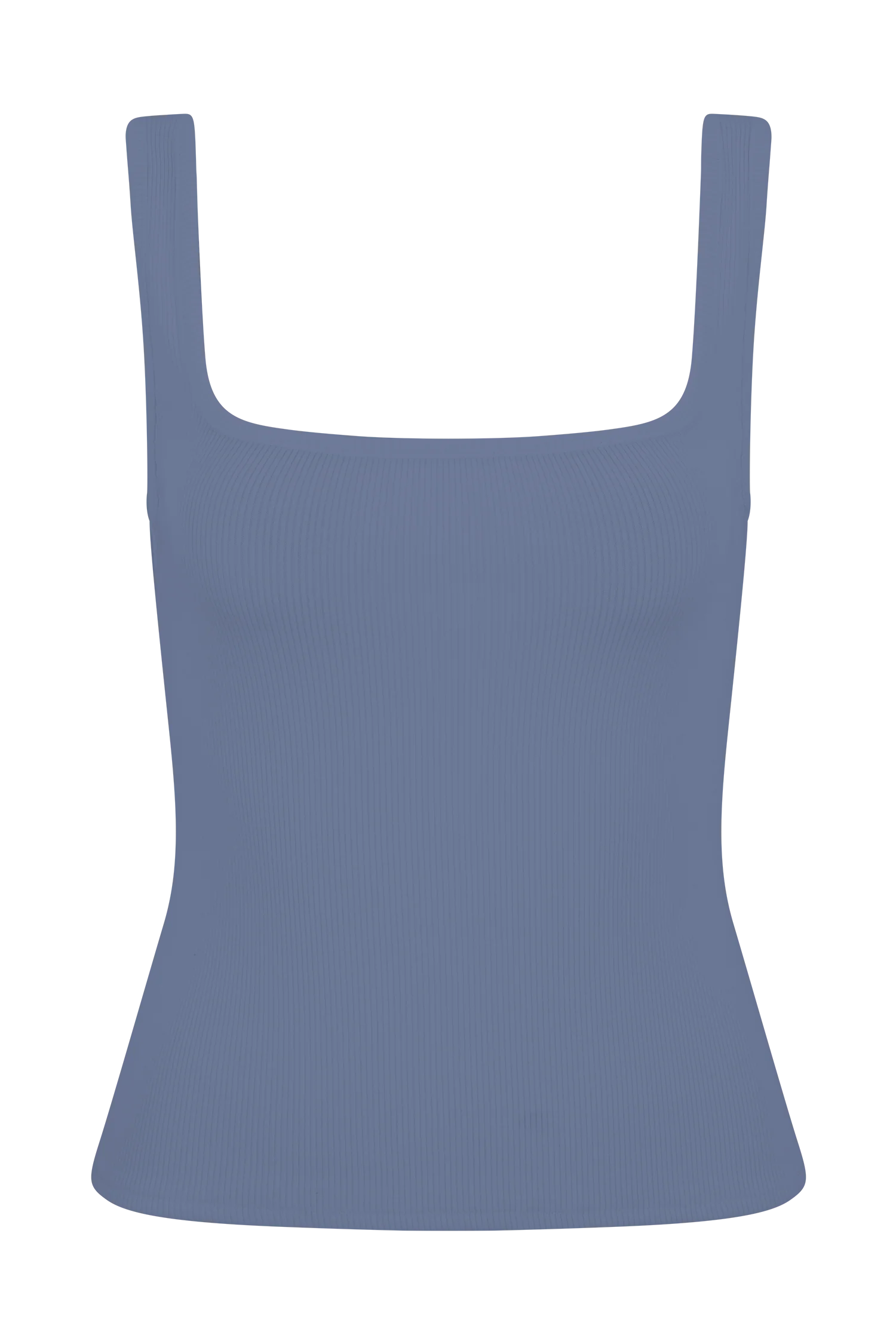 Aisling Ribbed Square Neck Sleeveless Top - Cornflower Blue - Image 10