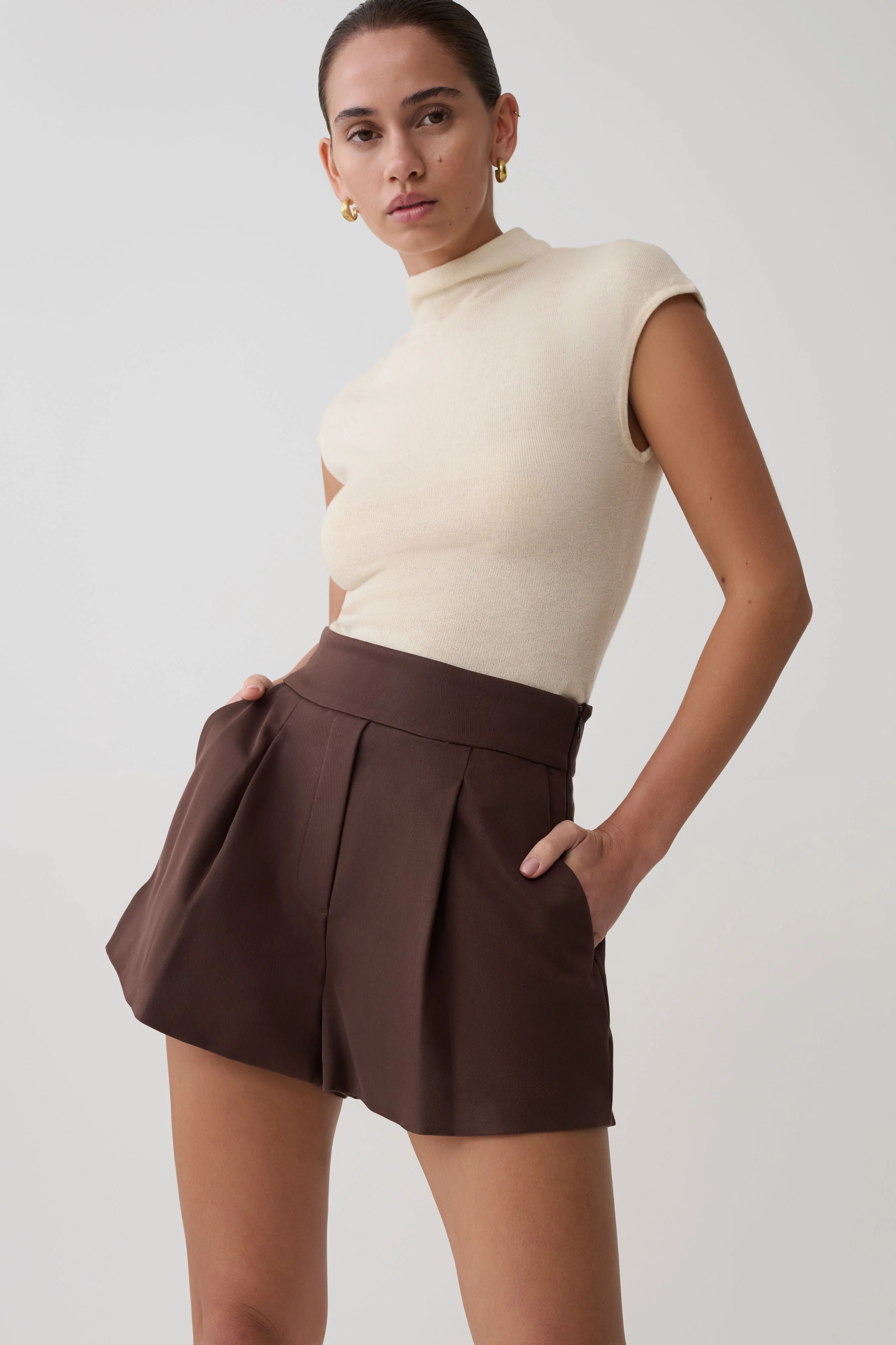 Alden High Waisted Short - Chocolate - Image 6
