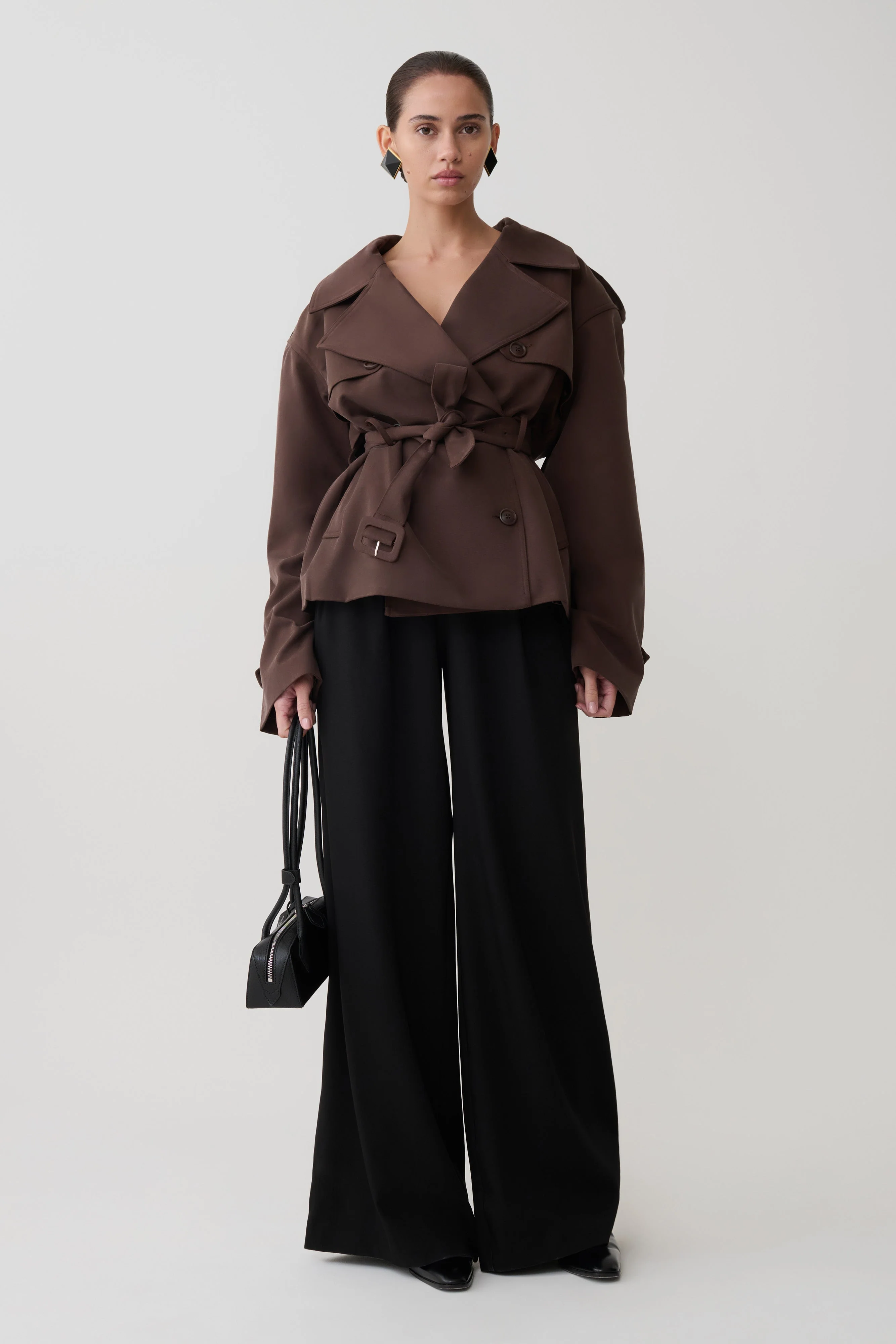 Alden Short Trench Jacket - Chocolate - Image 2