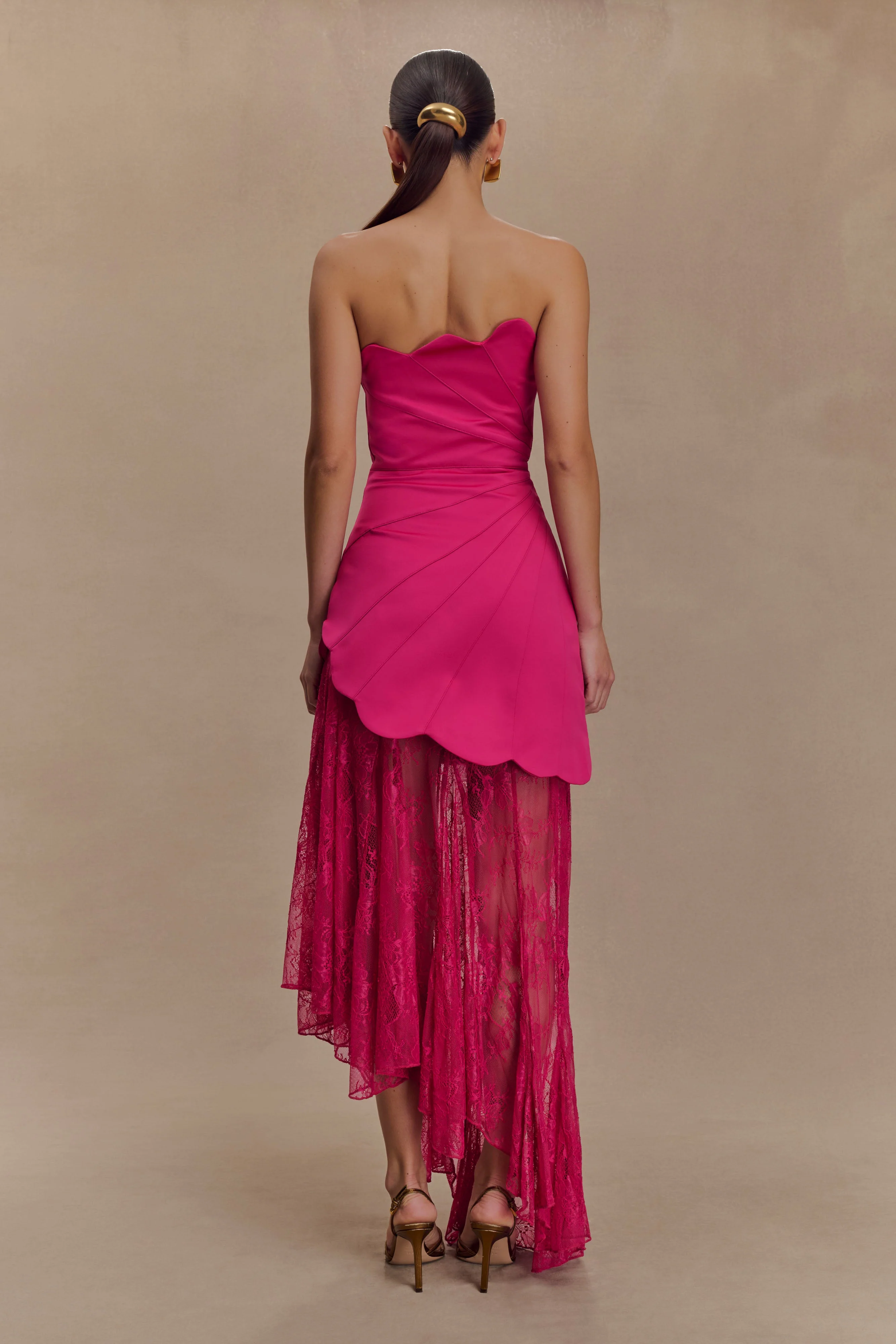 Aleena Satin And Lace Maxi Dress - Dragonfruit - Image 2