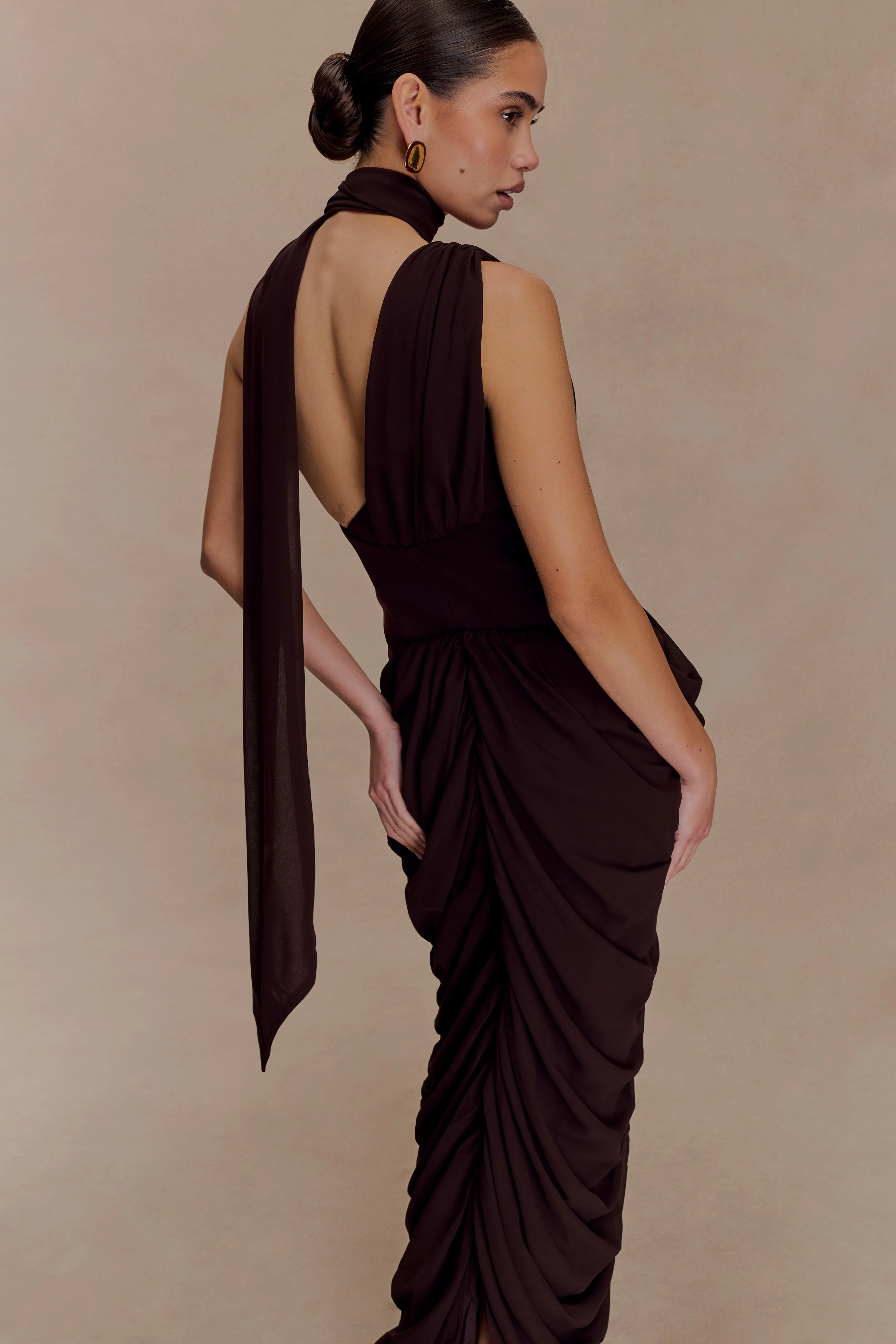 Alex Chiffon Maxi Dress - Cacao Brown - Image 6