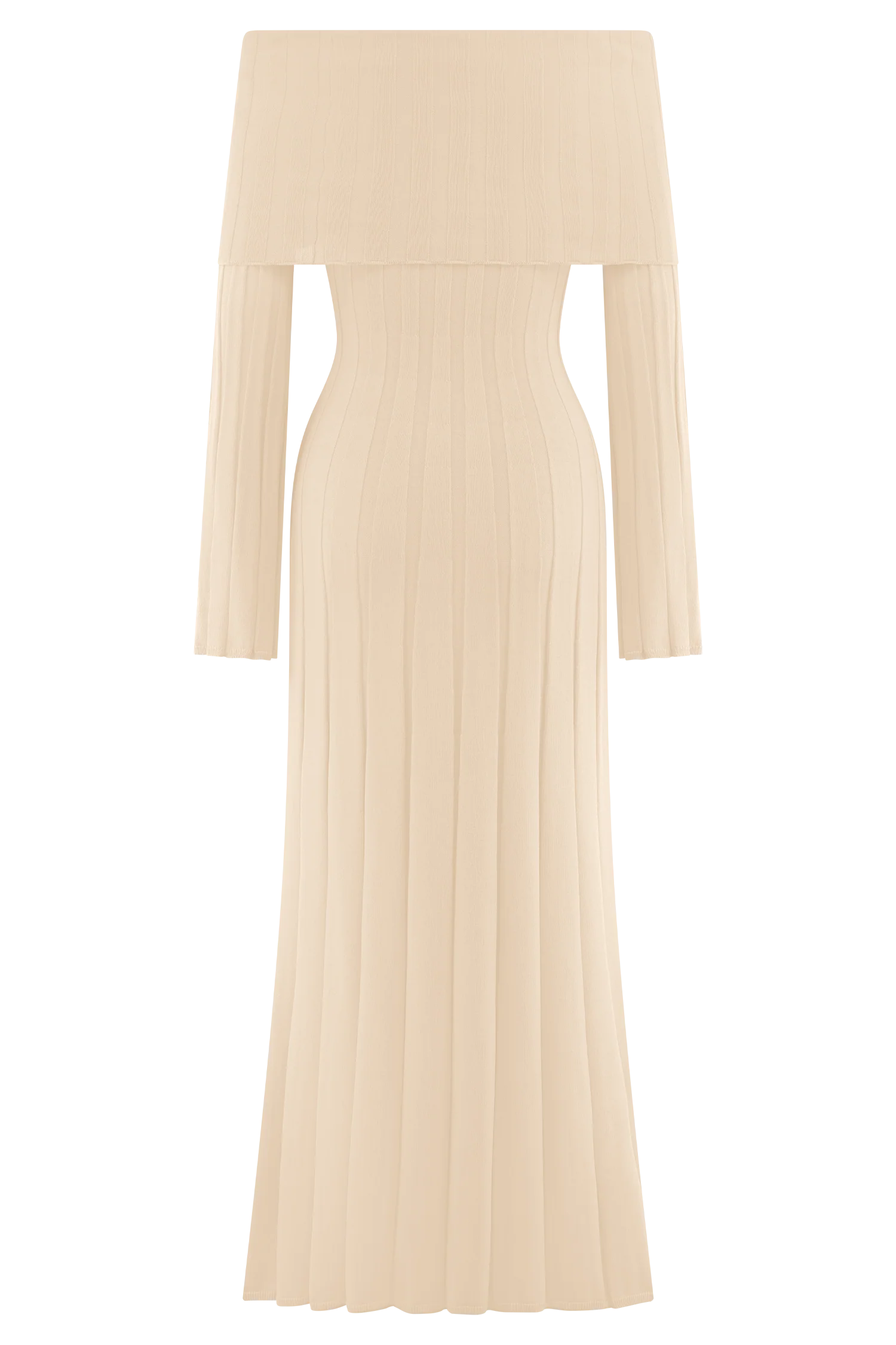 Alonza Long Sleeve Knit Midi Dress - Cream - Image 6