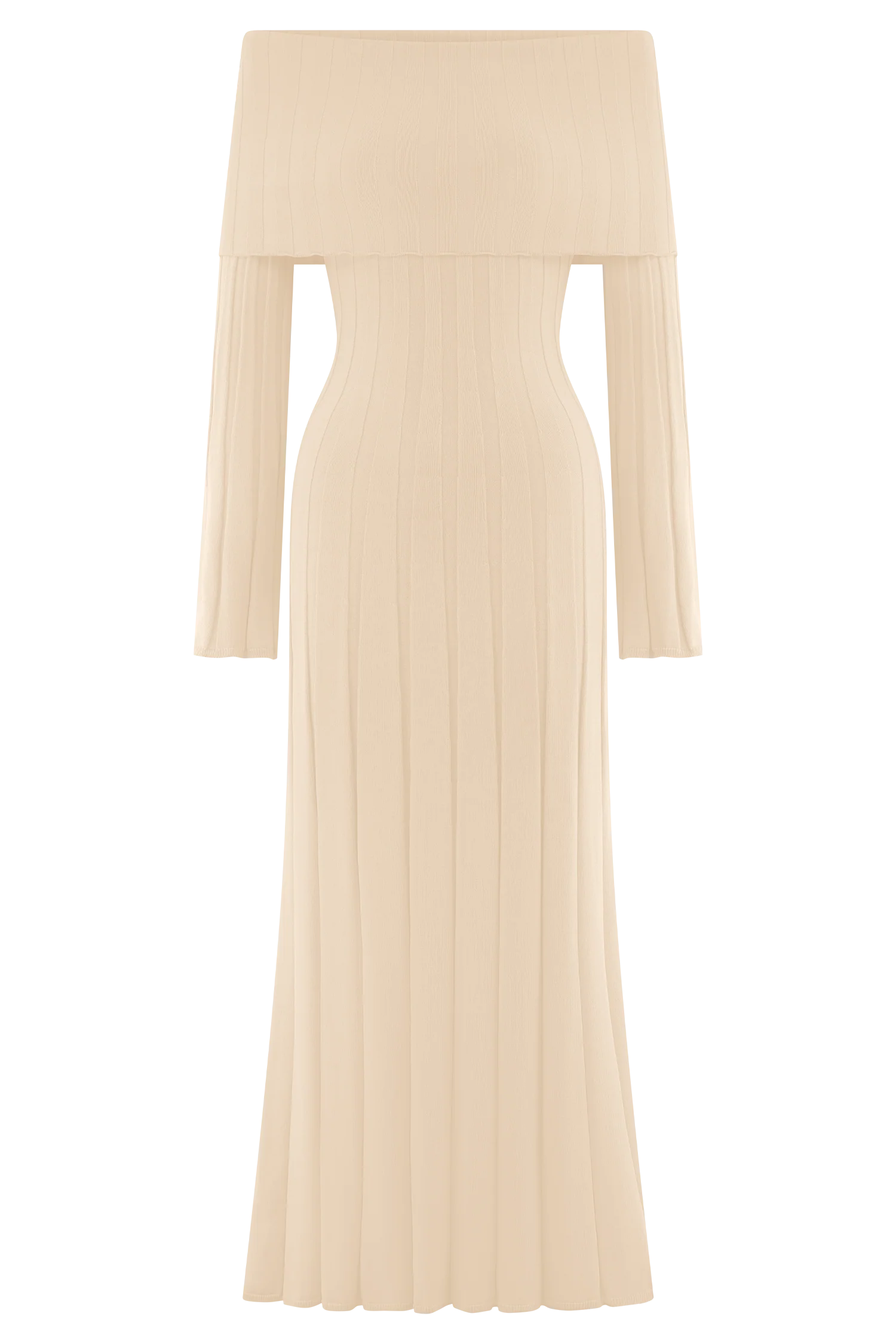 Alonza Long Sleeve Knit Midi Dress - Cream - Image 7