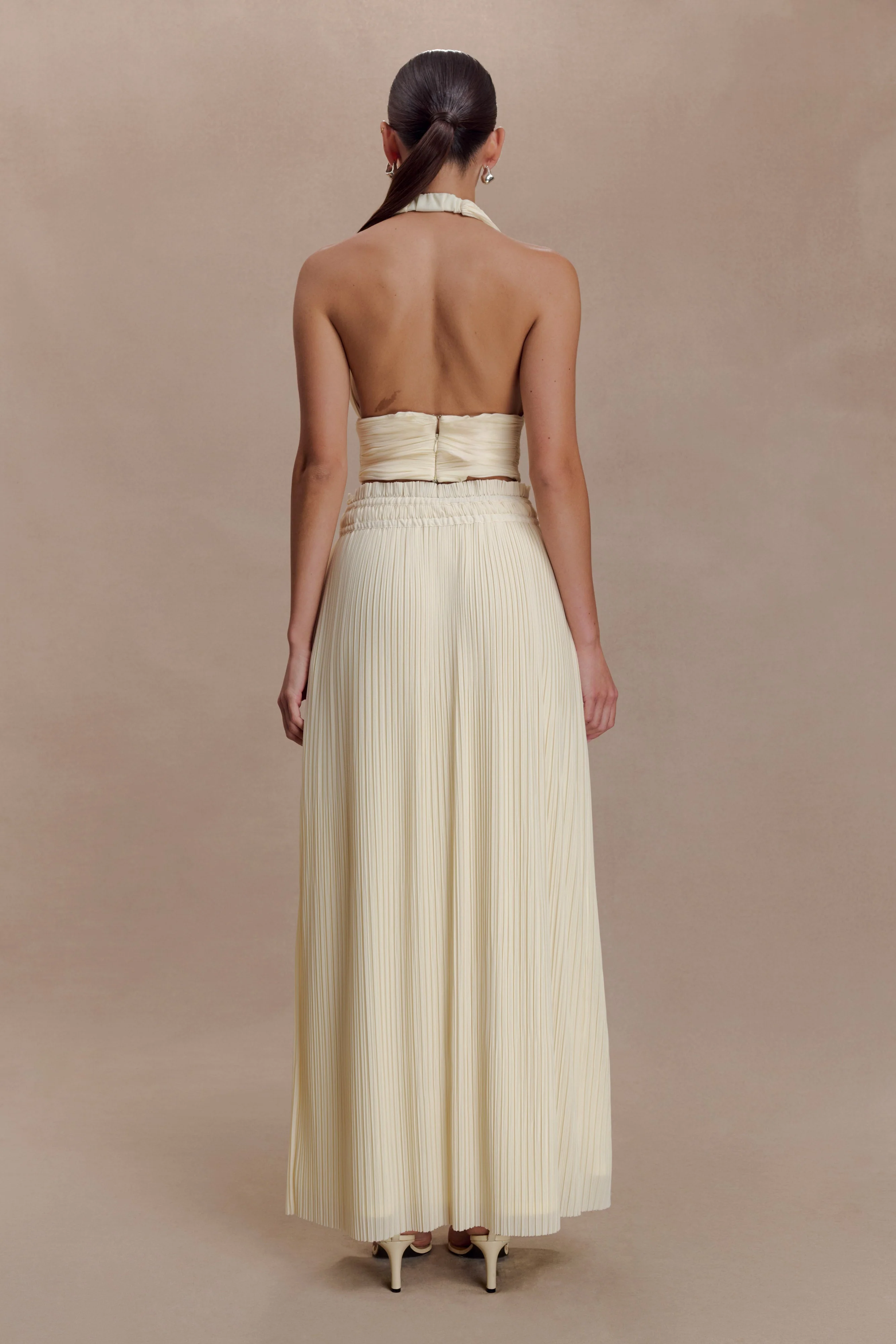 Amaris Gathered Plisse Maxi Skirt - Lemon - Image 2