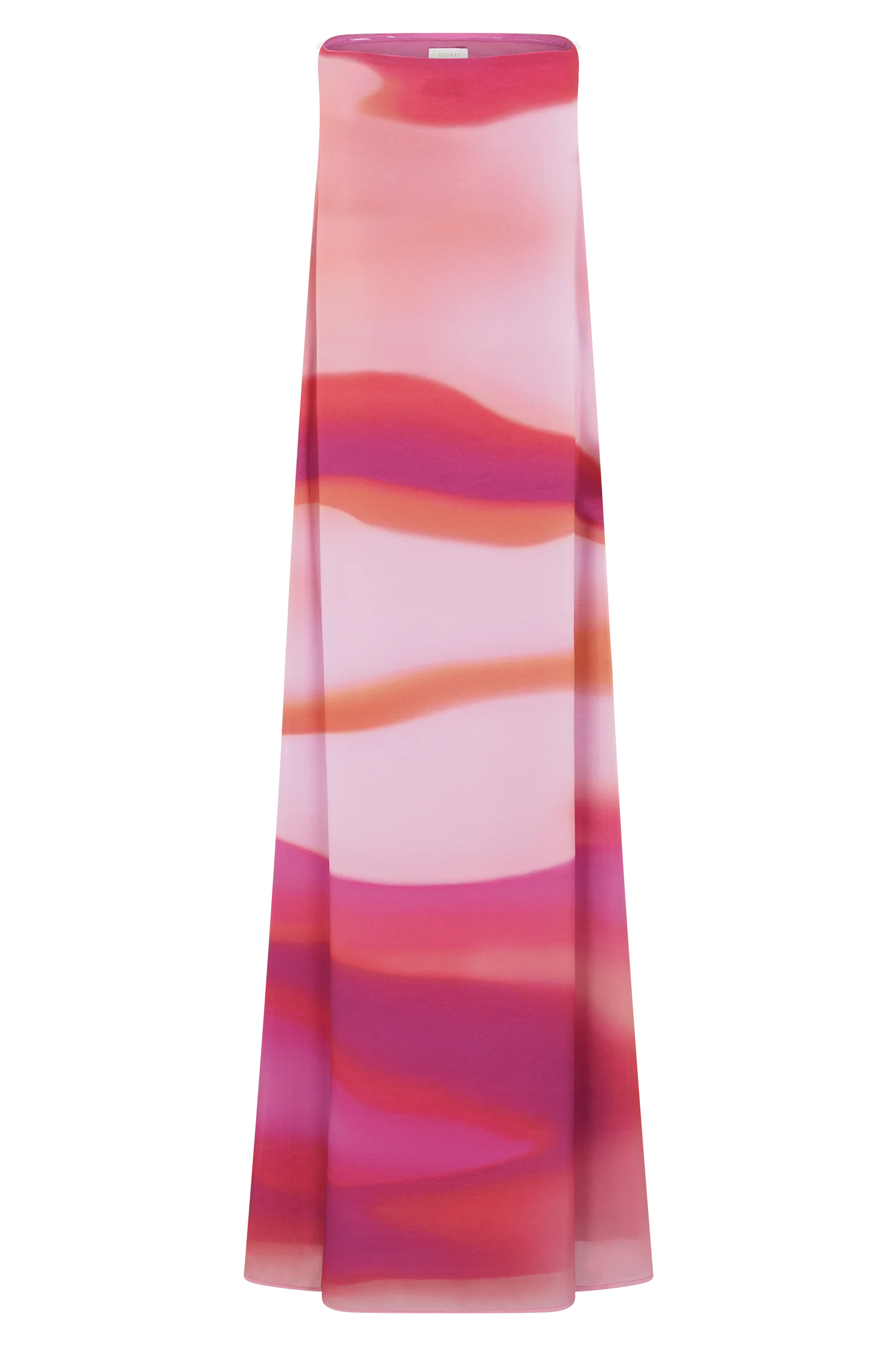 Amaya Strapless Chiffon Maxi Dress - Pink Sunset Print - Image 7