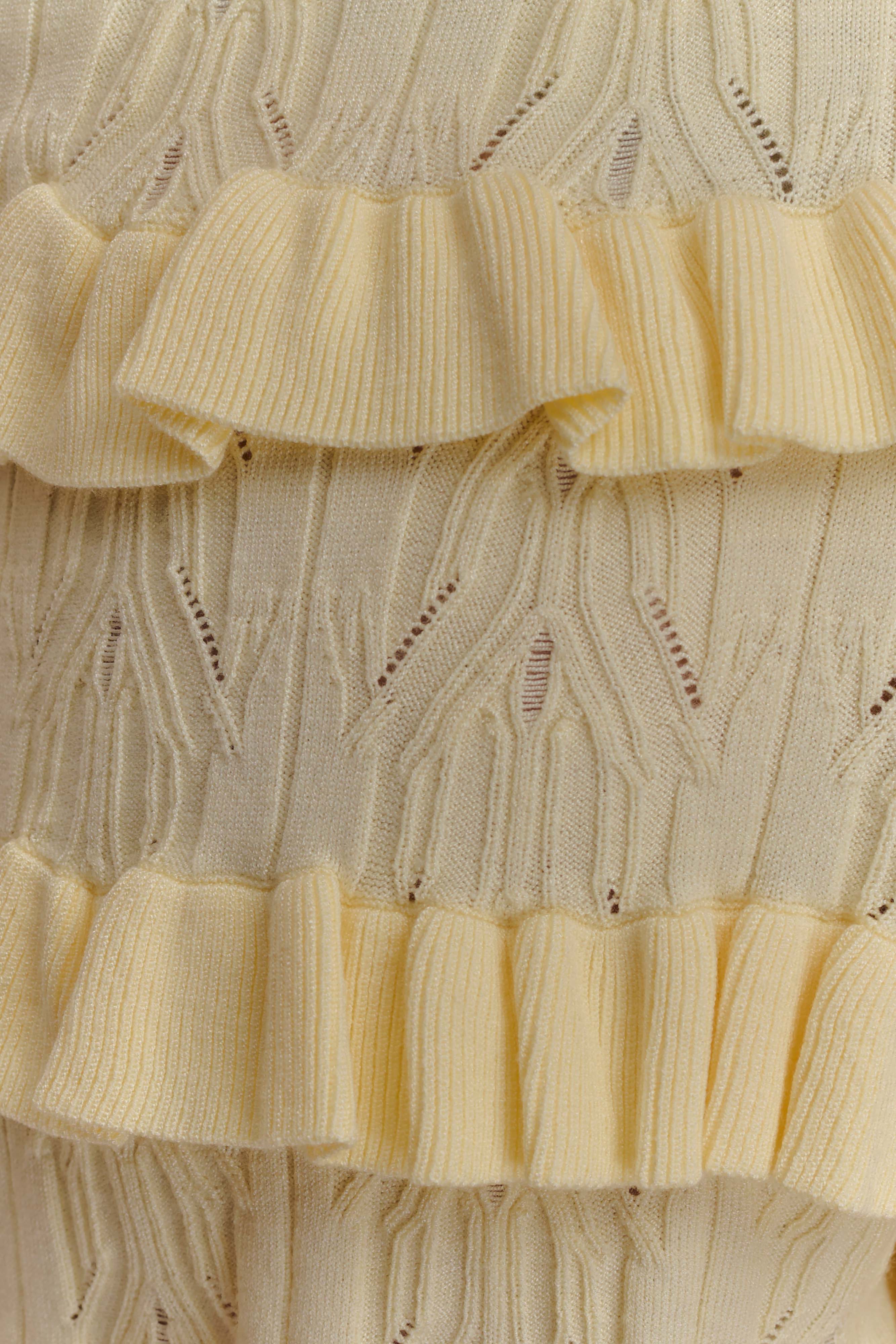 Amy Pointelle Knit Frill Bloomers - Lemon - Image 7