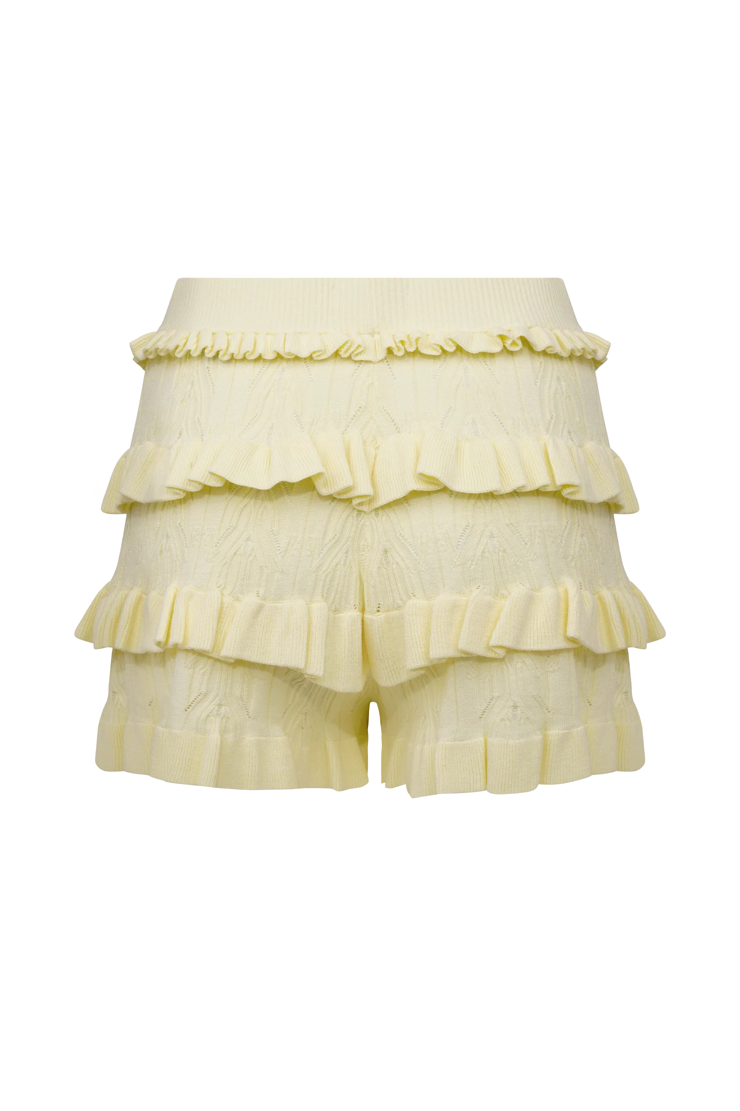 Amy Pointelle Knit Frill Bloomers - Lemon - Image 8
