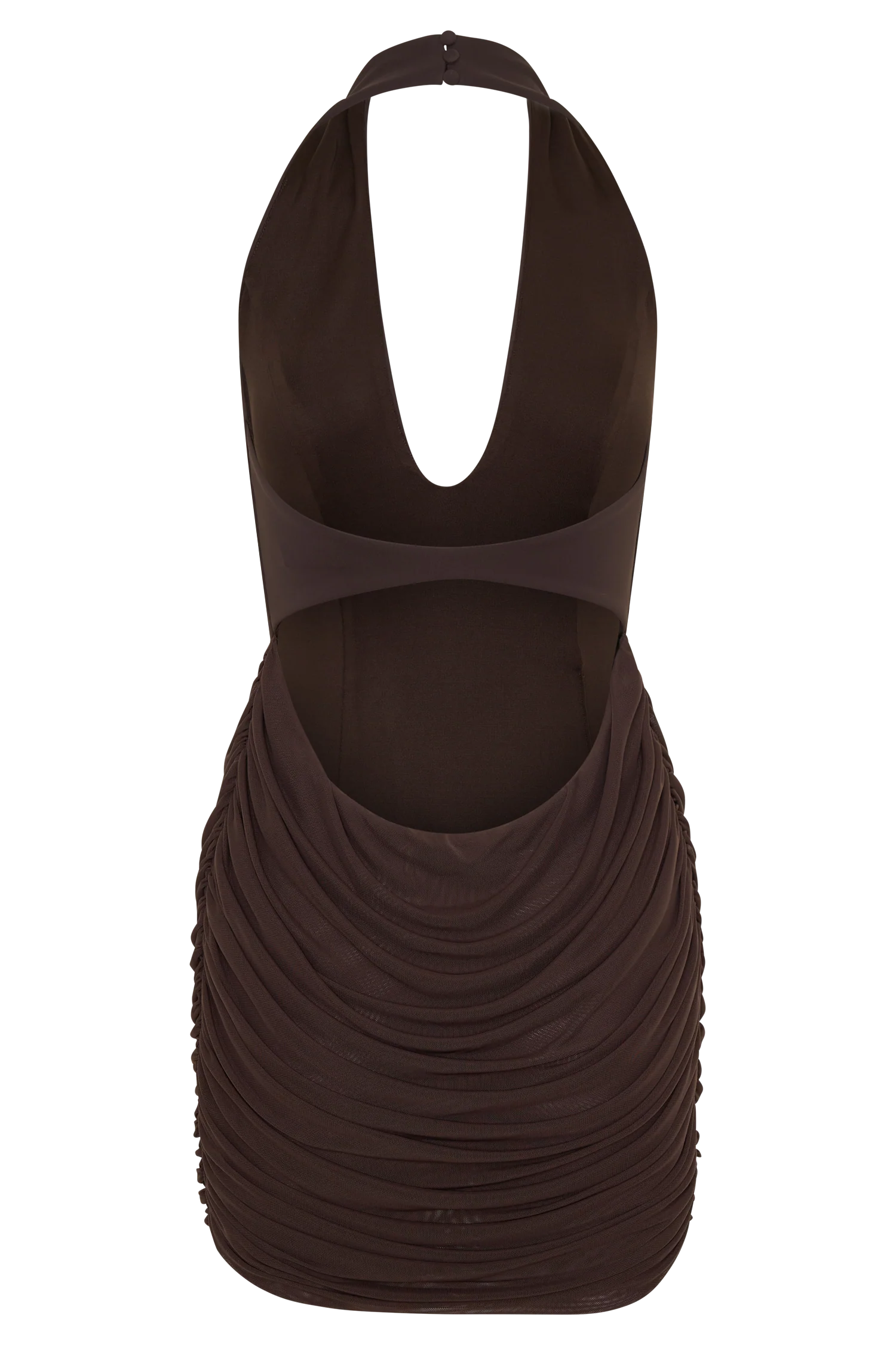Anari Gathered Scuba Mini Dress - Dark Chocolate - Image 8