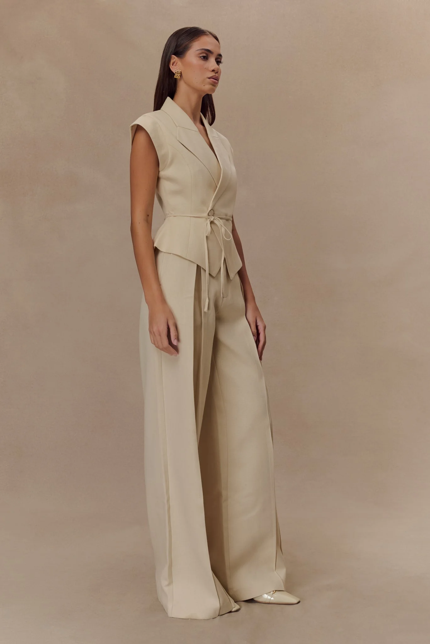 Andina Shortsleeve Linen Top - Natural Beige - Image 5