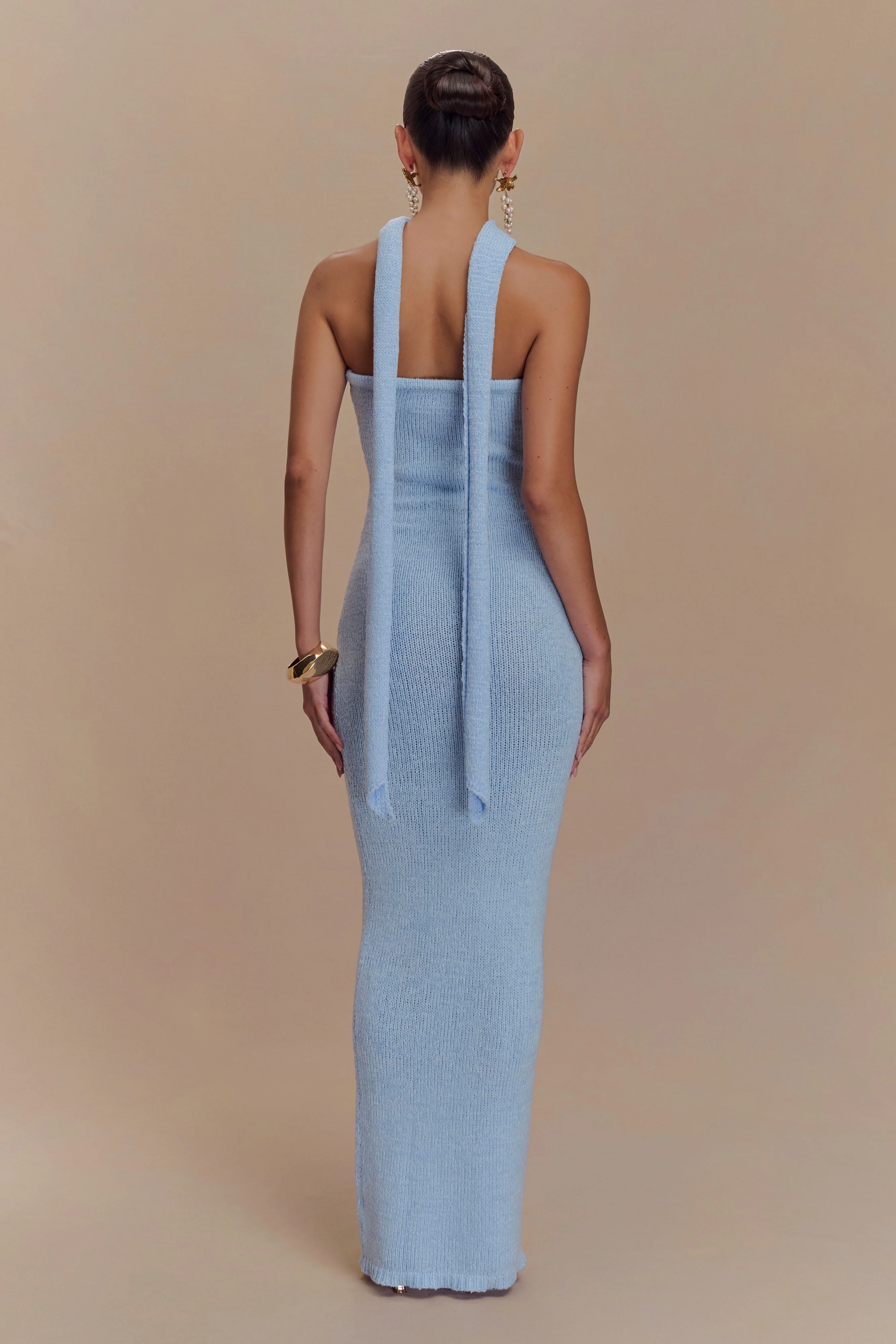 Andrea Strapless Knit Maxi Dress - Light Blue - Image 2