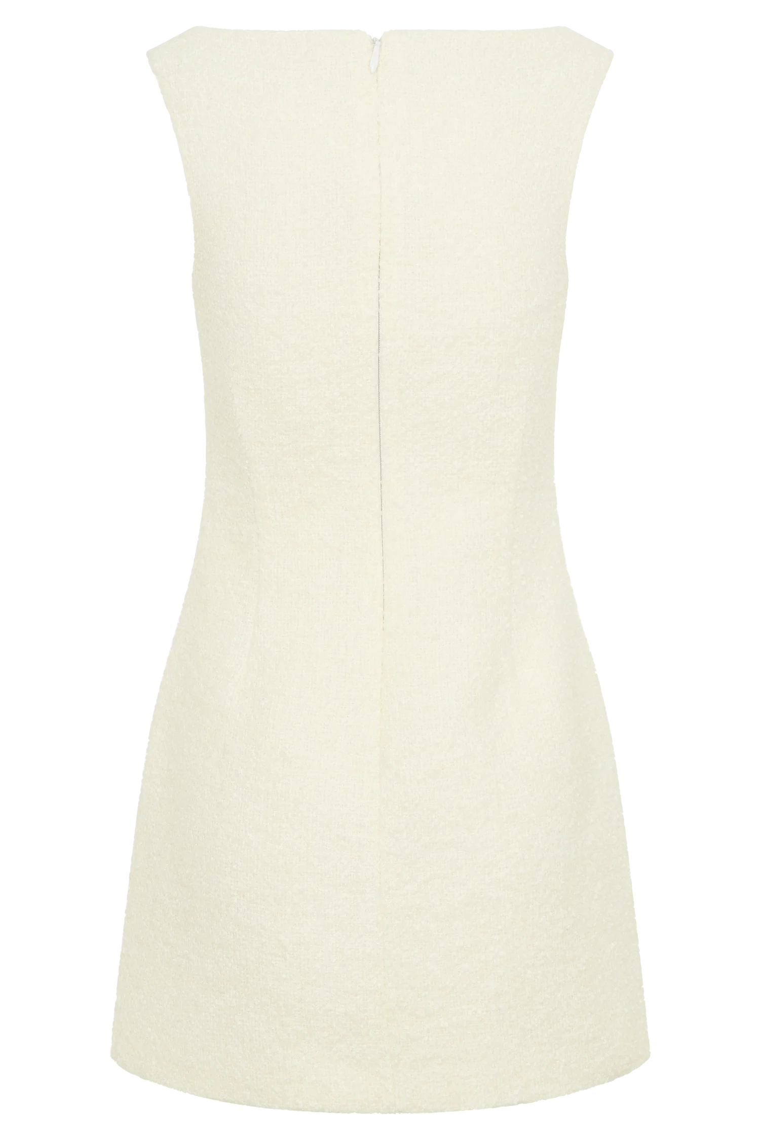 Angela Textured Boucle Mini Dress - Ivory - Image 8
