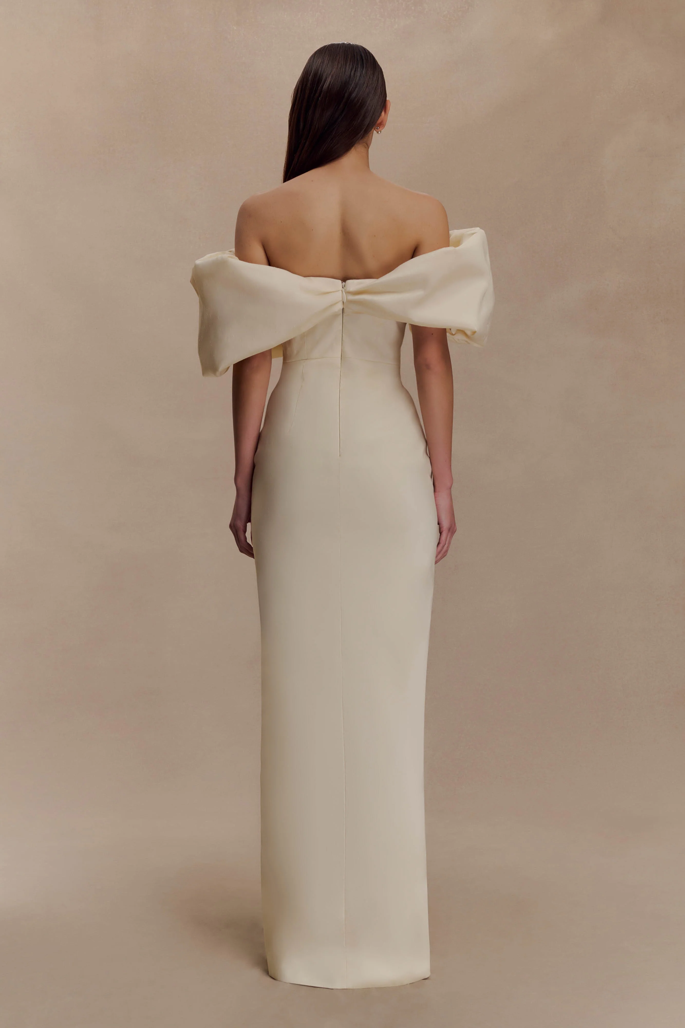 Angelica Taffeta Off Shoulder Bridal Gown - Soft Beige - Image 4