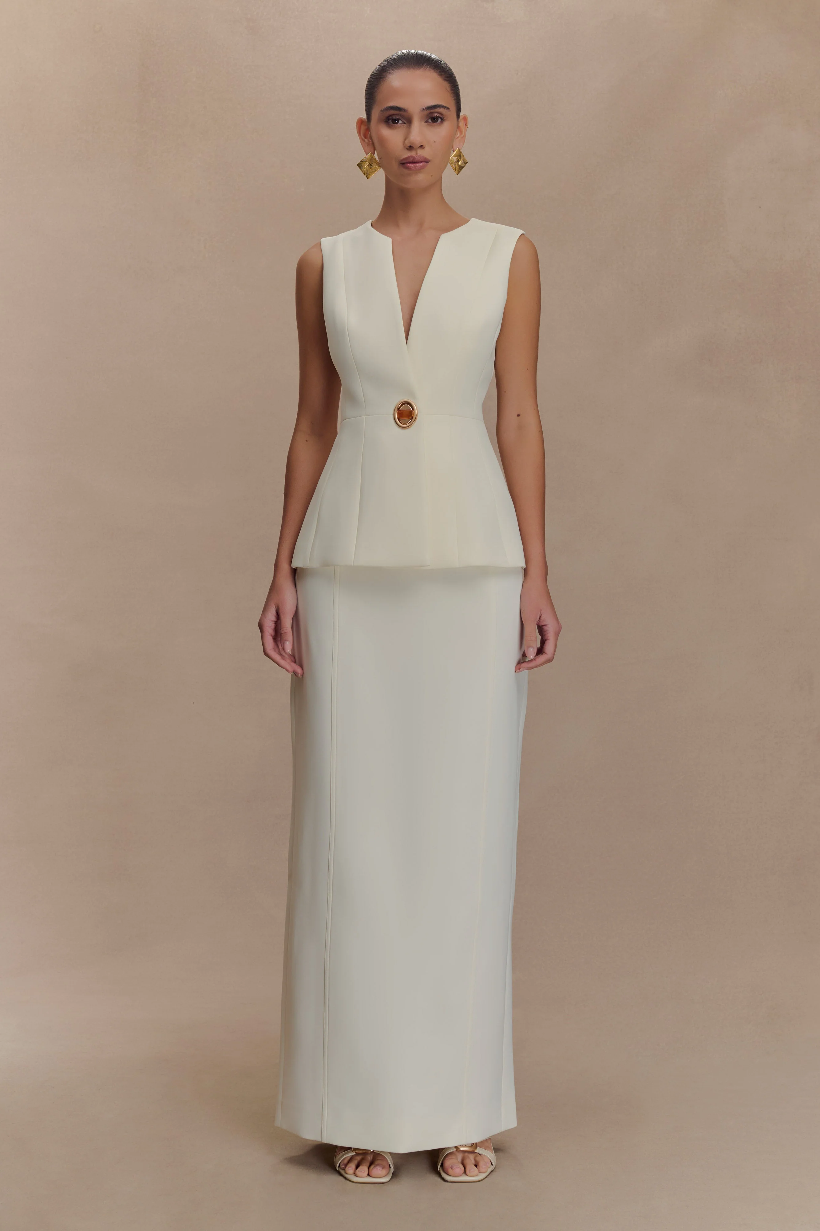 Angelie Suiting Maxi Skirt - Ivory - Image 7
