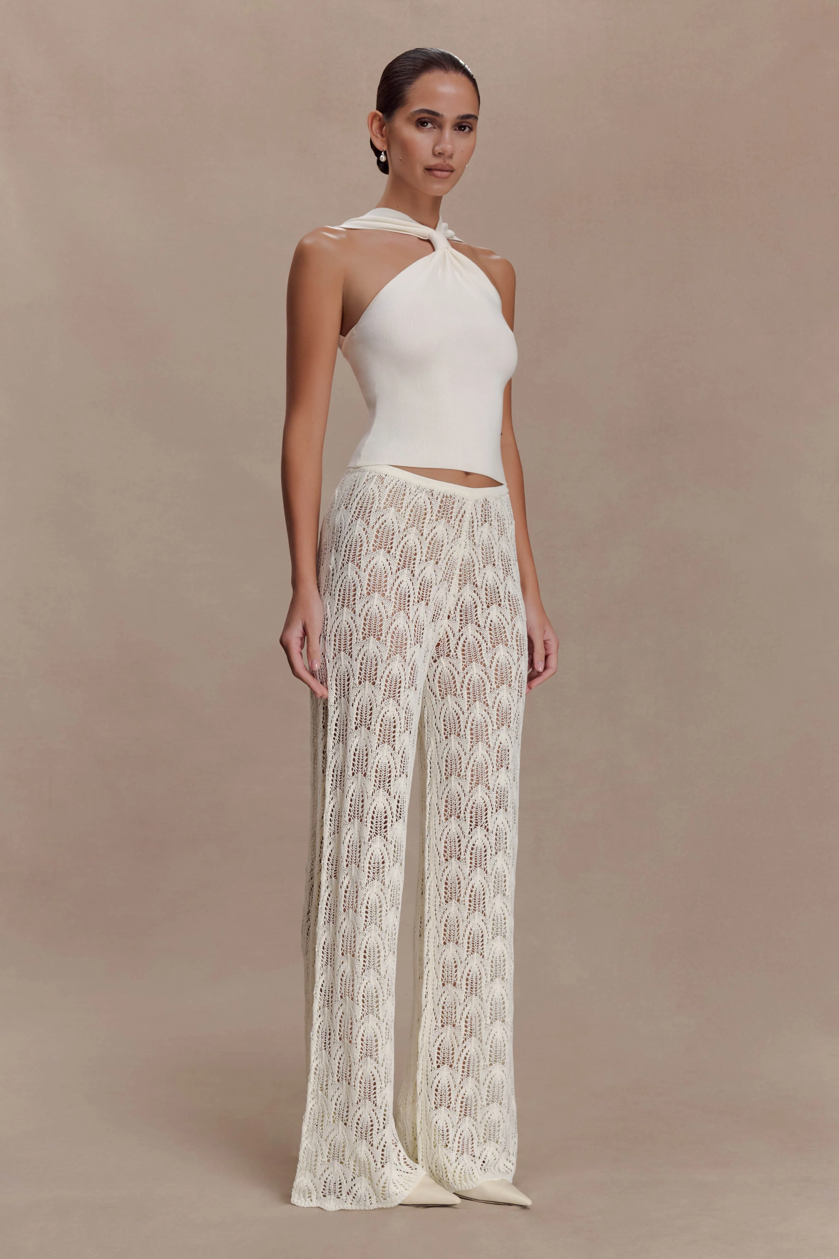 Angelika Twist Front Knit Top - Ivory - Image 4