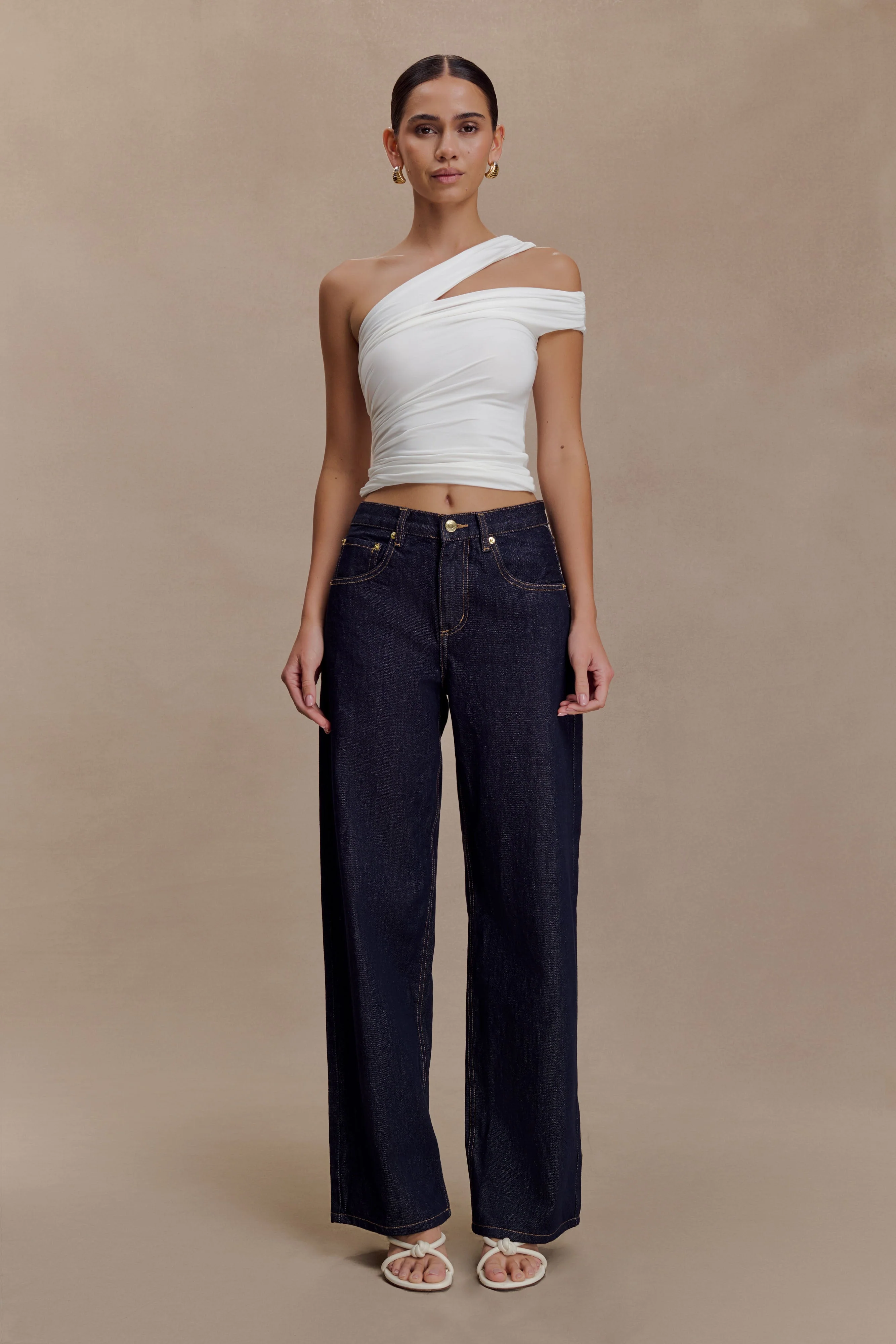 Anna One Shoulder Modal Top - White - Image 2