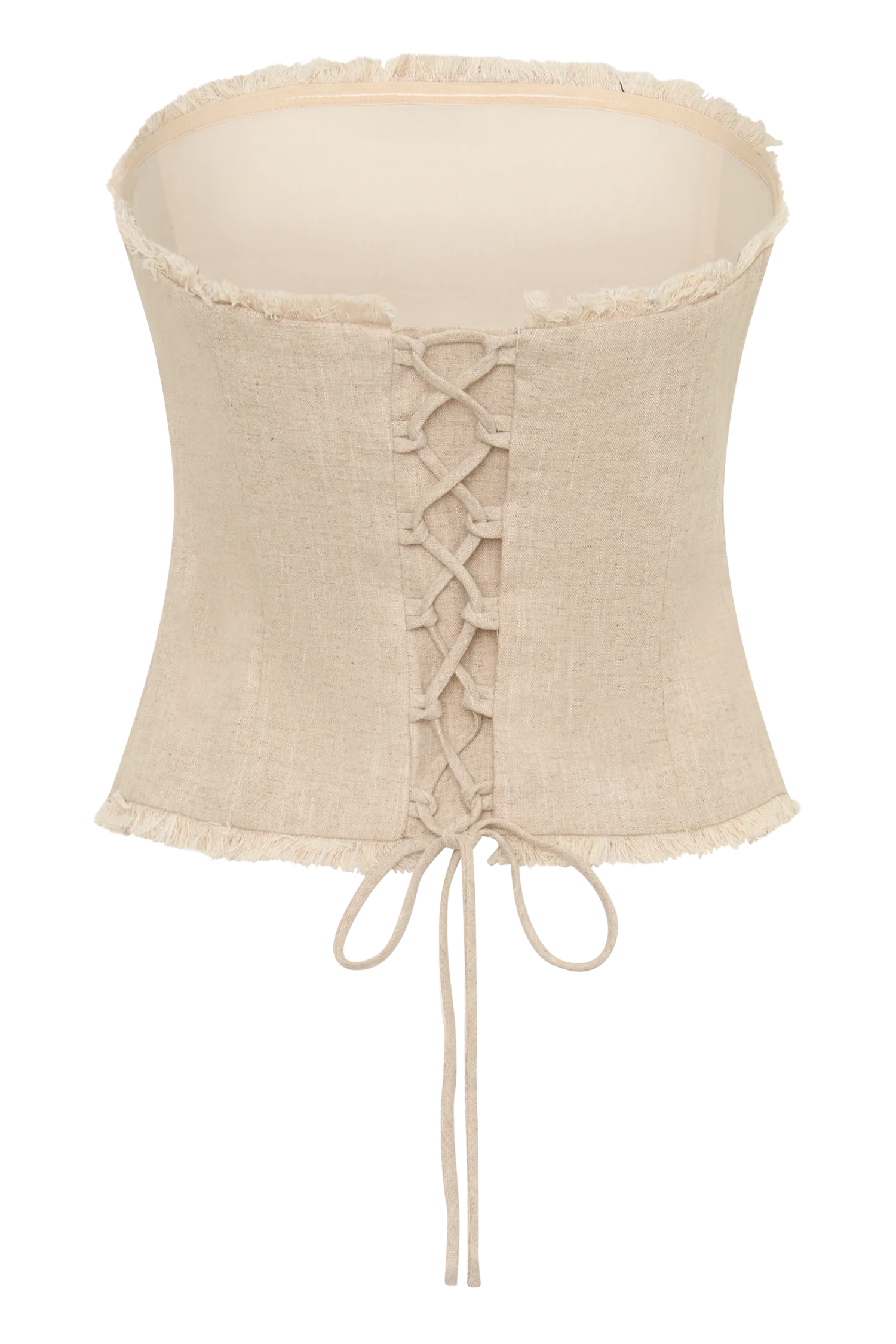 Annie Strapless Tie Back Linen Top - Natural - Image 8