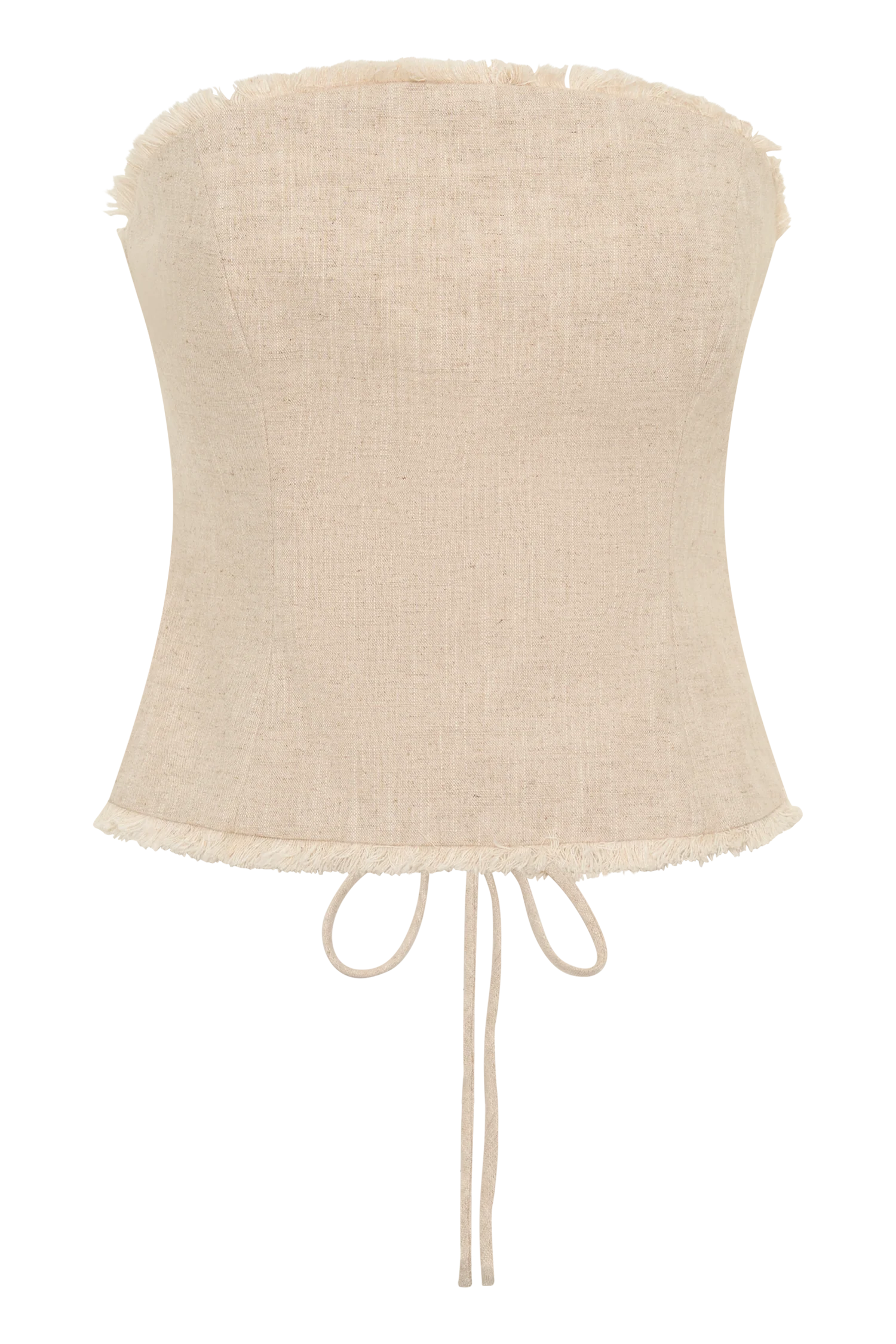 Annie Strapless Tie Back Linen Top - Natural - Image 9