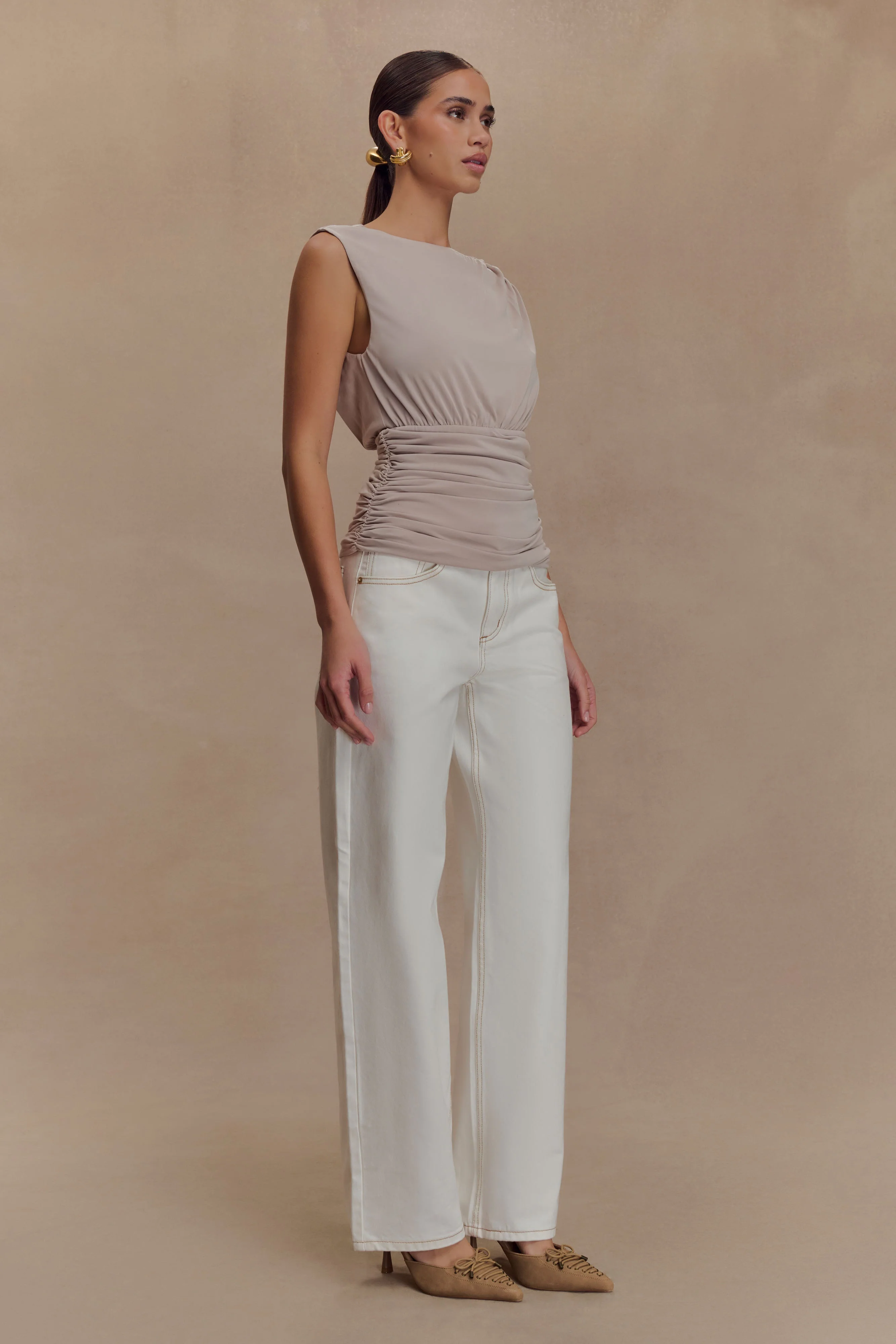 Anthony Short Sleeve Top - Taupe - Image 3