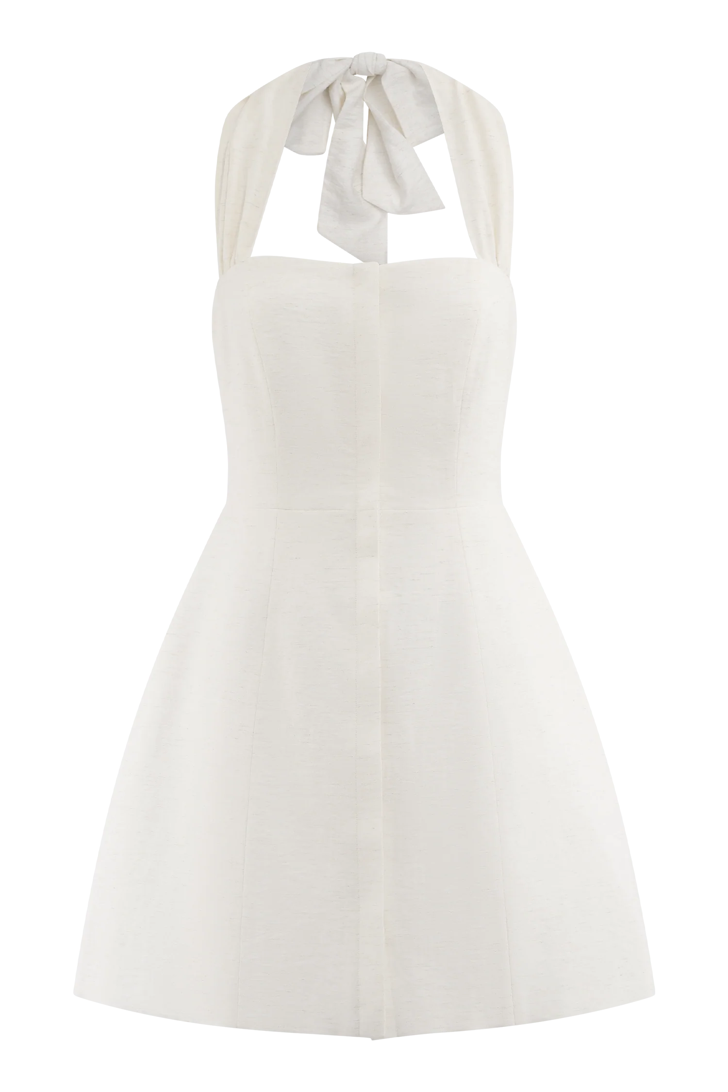 Anya Linen Halter Mini Dress - Oat Marle - Image 11