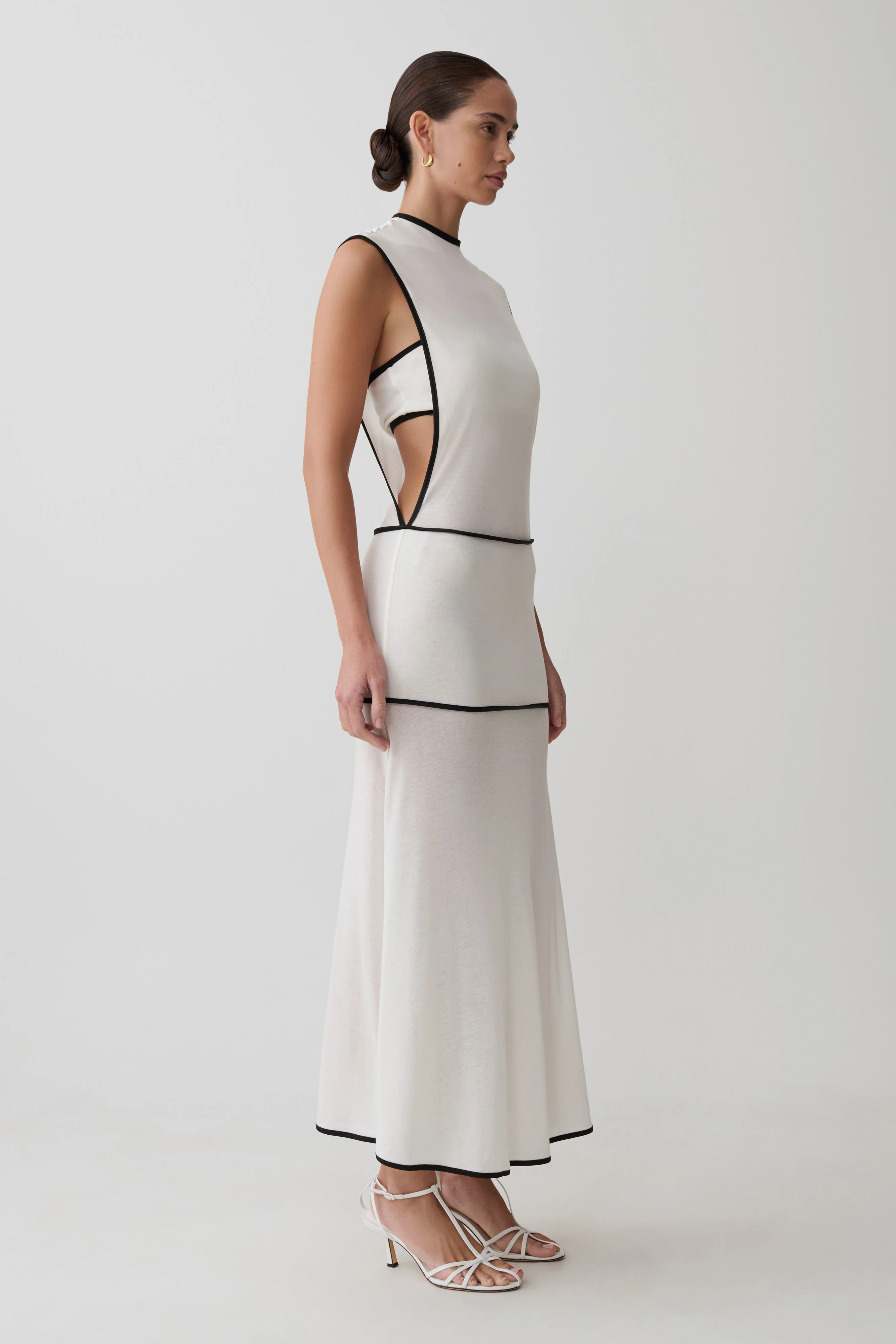 Aris Sleeveless Sheer Maxi Dress - Black/White - Image 3