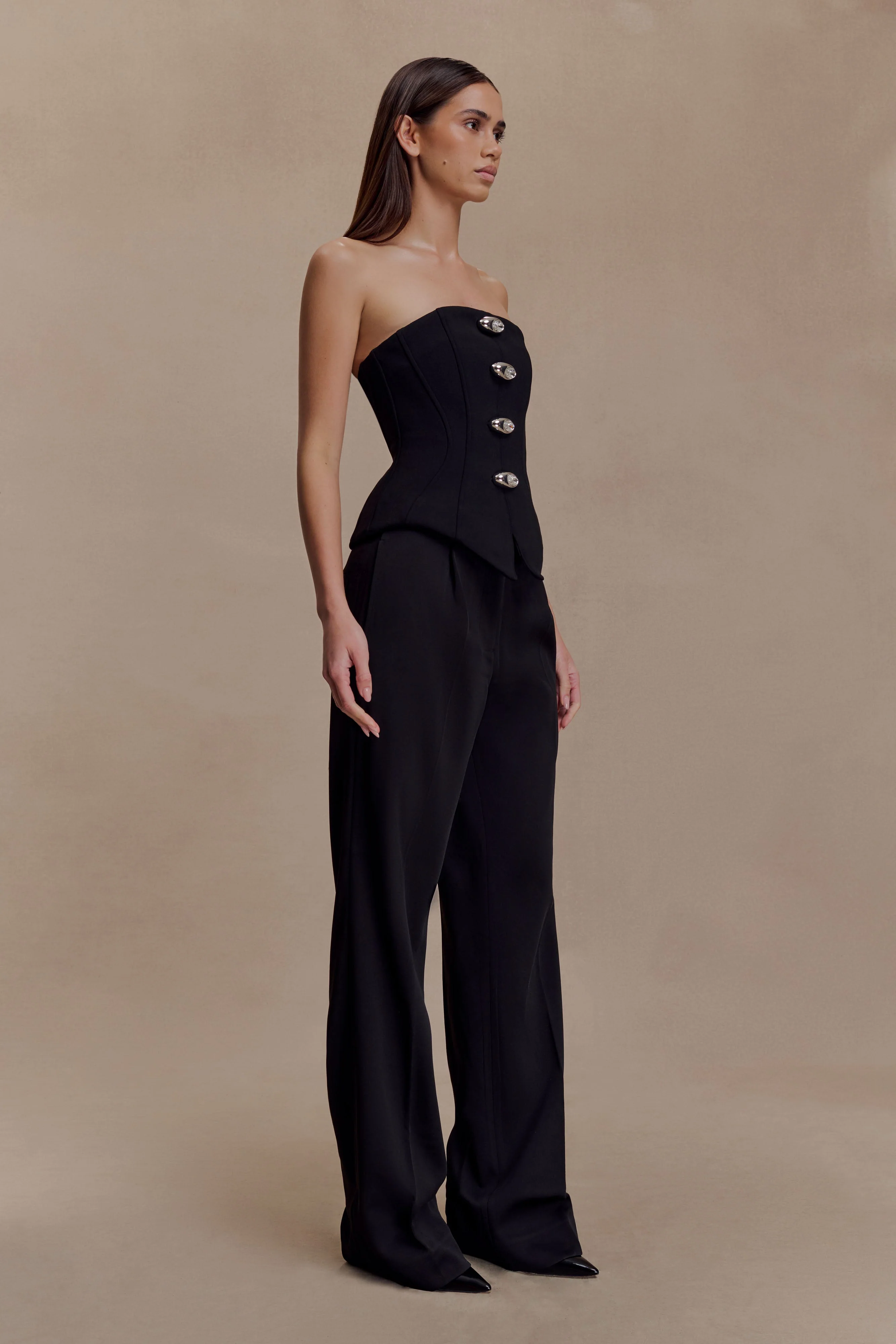Arla Button Up Corset Top - Black - Image 5