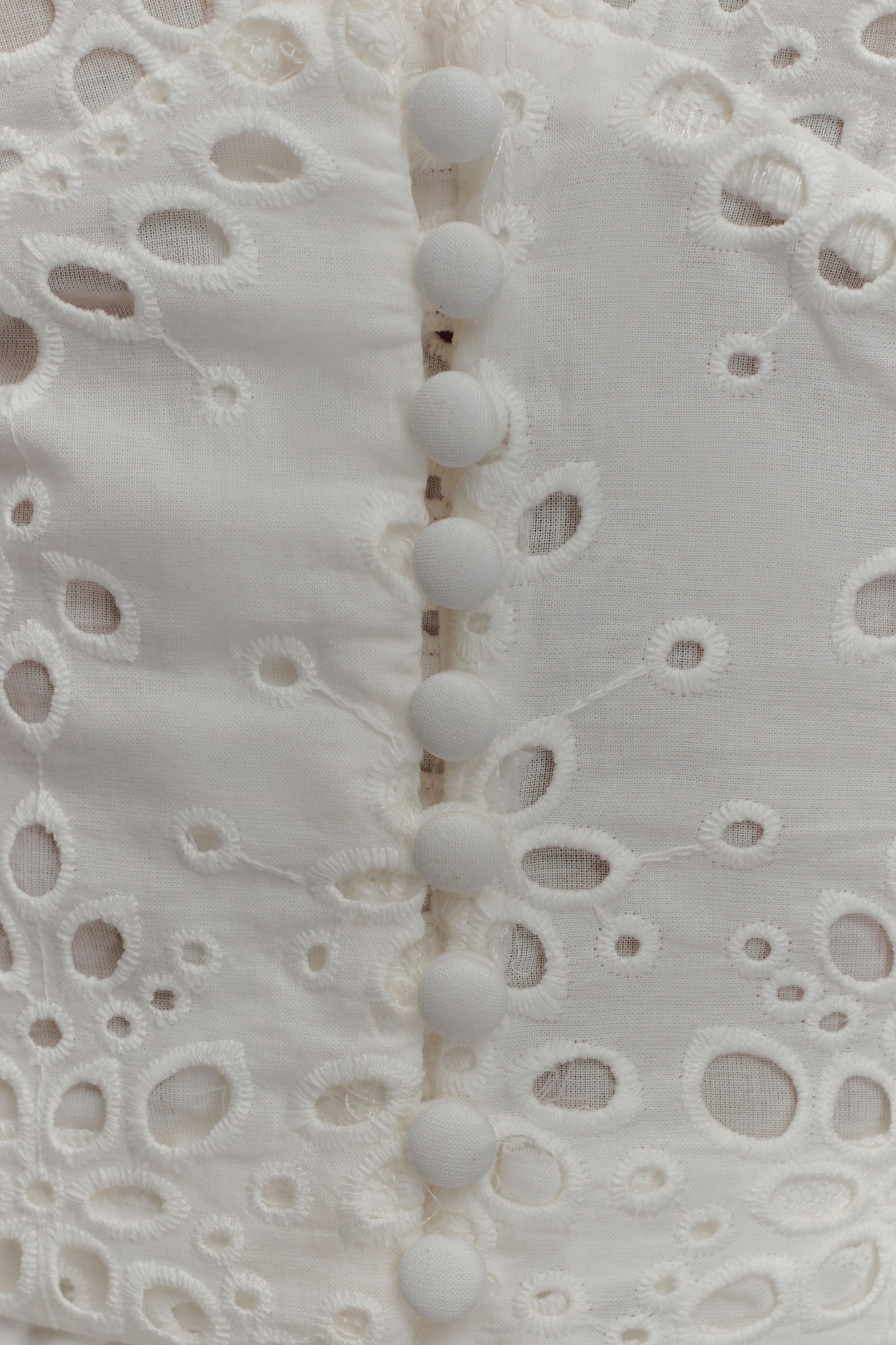 Arla Sleeveless Broderie Top - White - Image 7