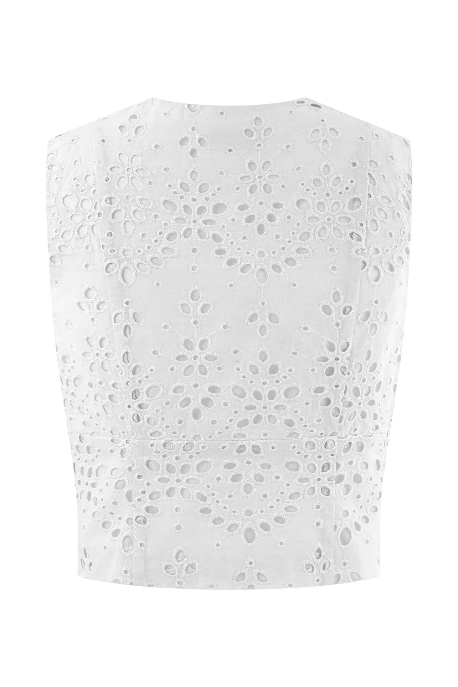 Arla Sleeveless Broderie Top - White - Image 8