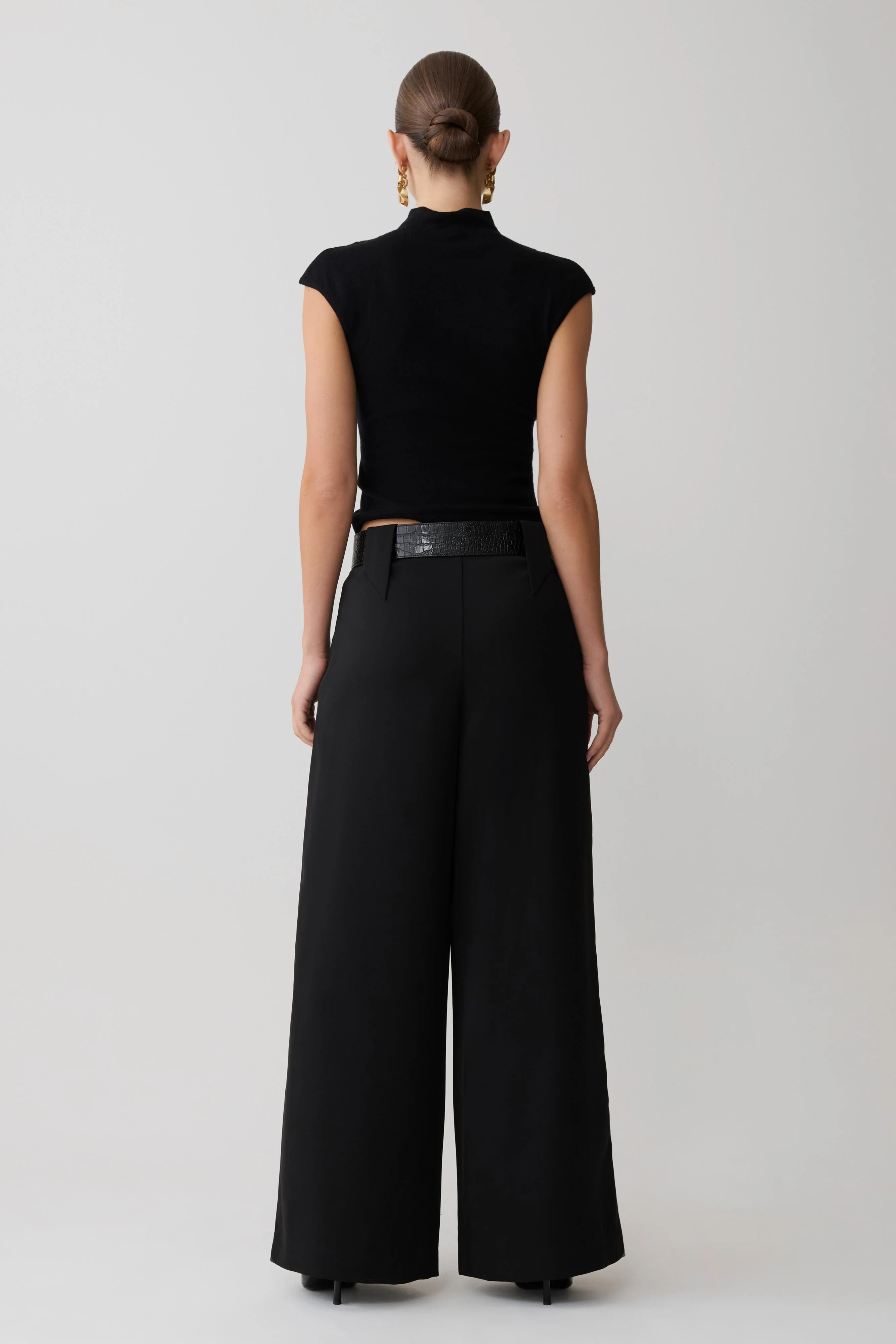 Arlo Wide Leg Suiting Trouser - Black - Image 3