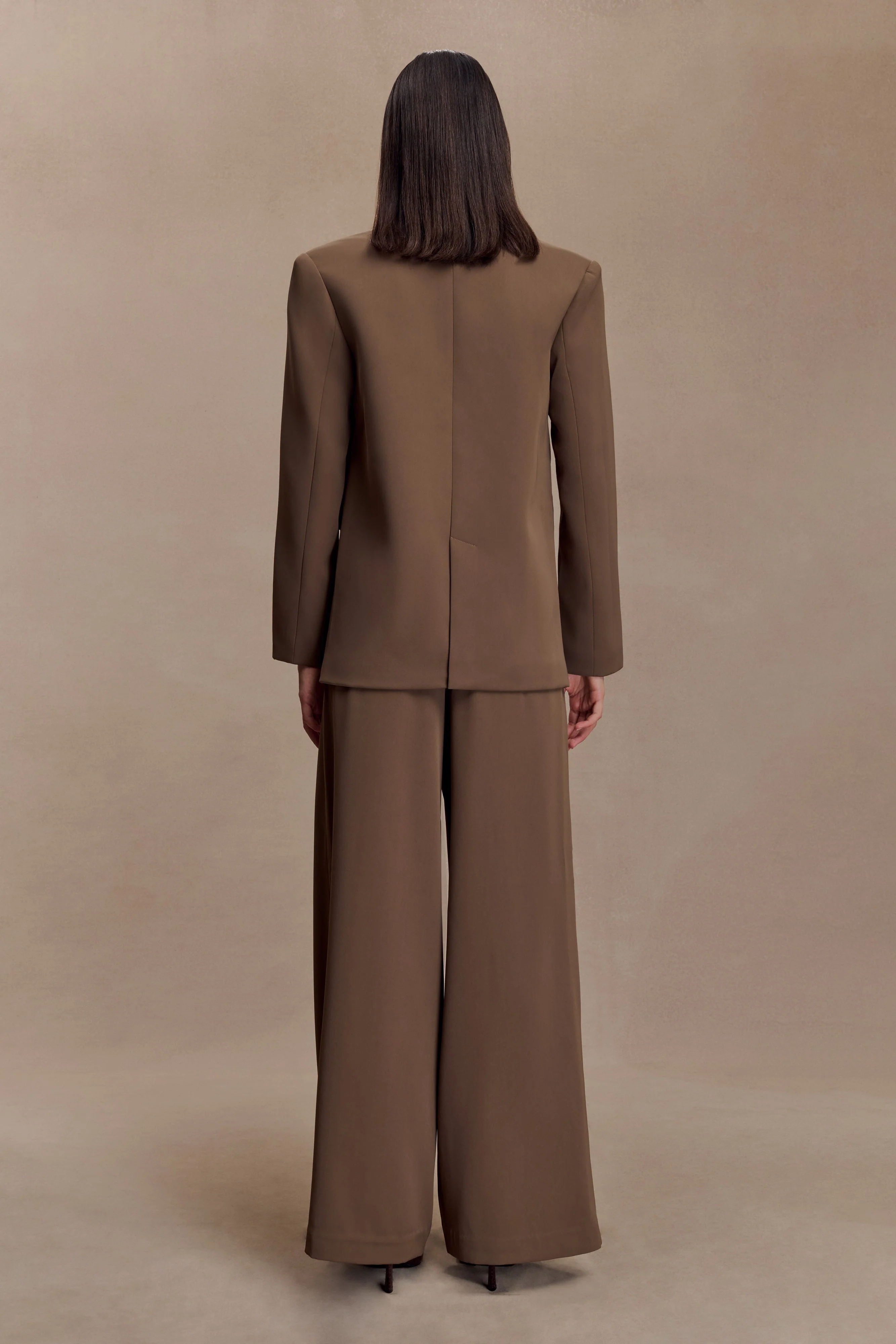 Arlo Wide Leg Suiting Trouser - Cacao Brown - Image 2