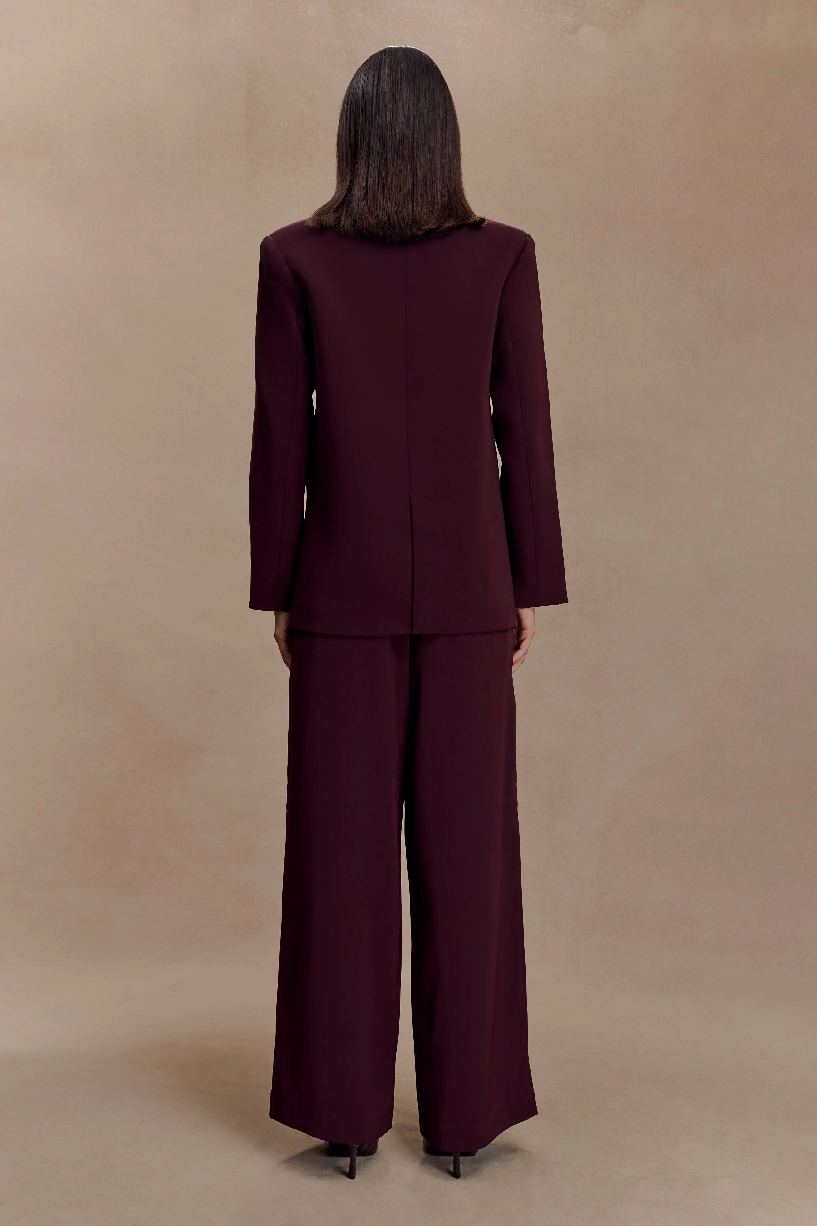 Arlo Wide Leg Suiting Trouser - Mahogany - Image 3
