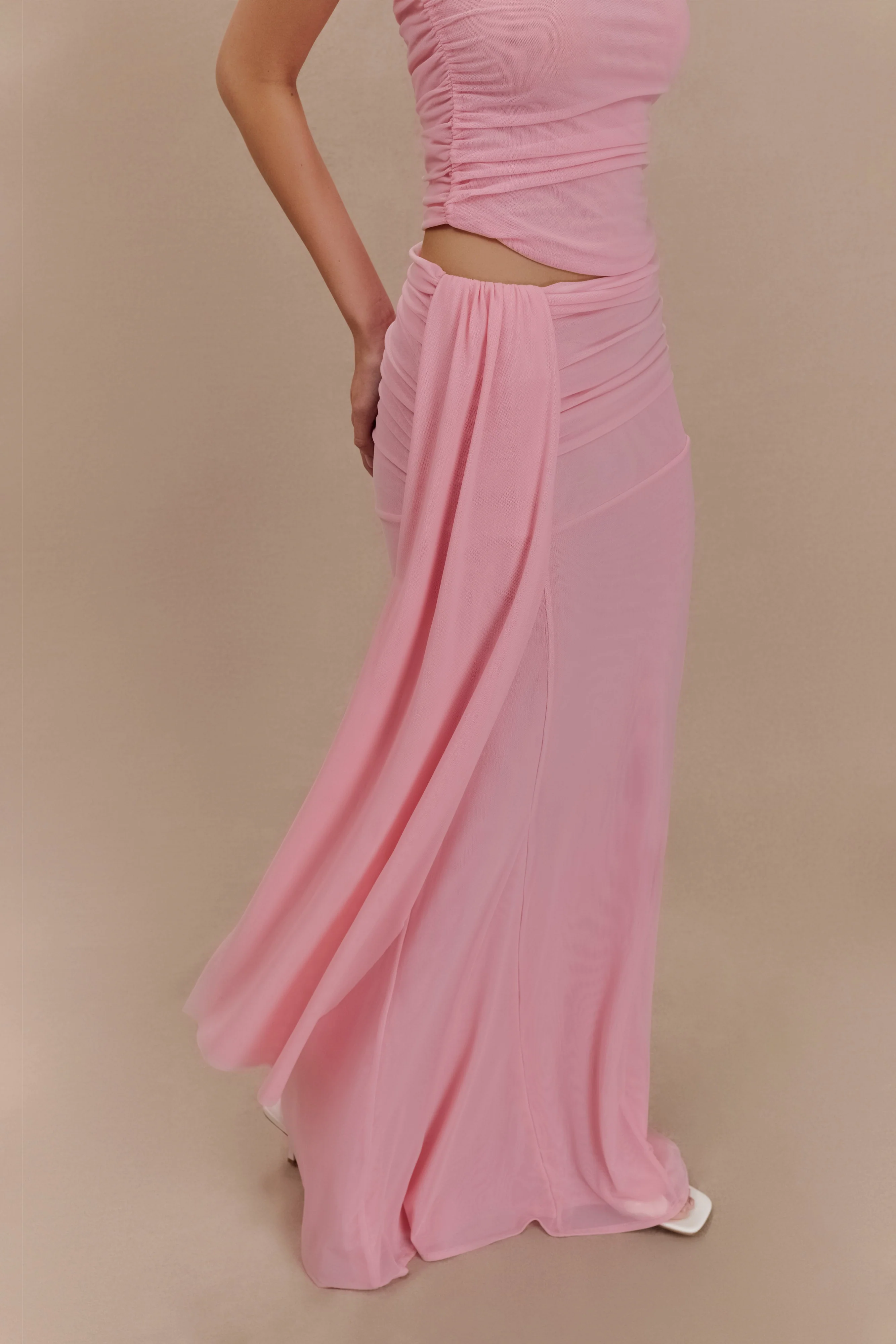 Arna Mesh Maxi Skirt - Candy Pink - Image 3