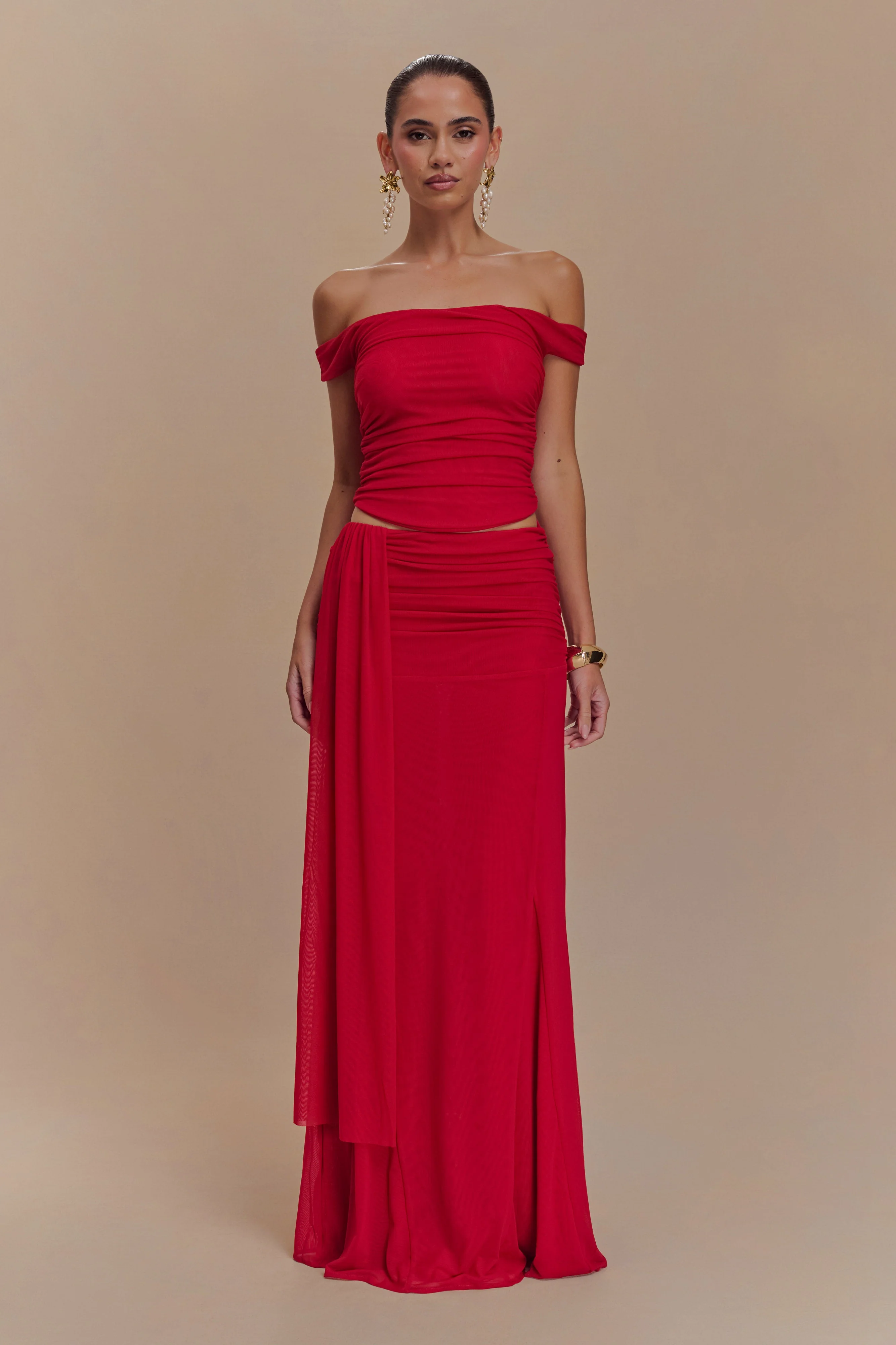 Arna Mesh Maxi Skirt - Ruby - Image 8