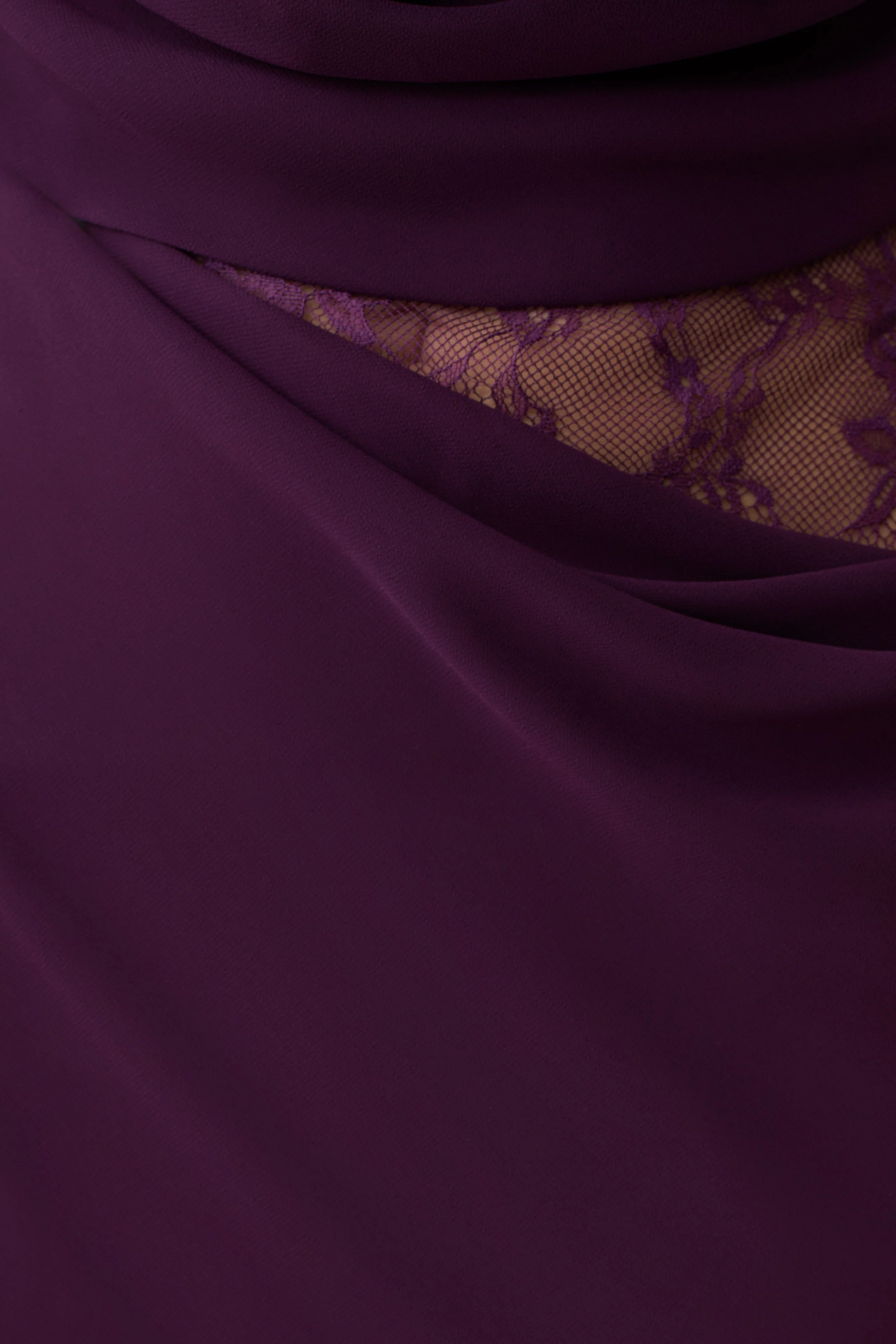 Arra Chiffon And Lace Halter Maxi Dress - Plum - Image 4