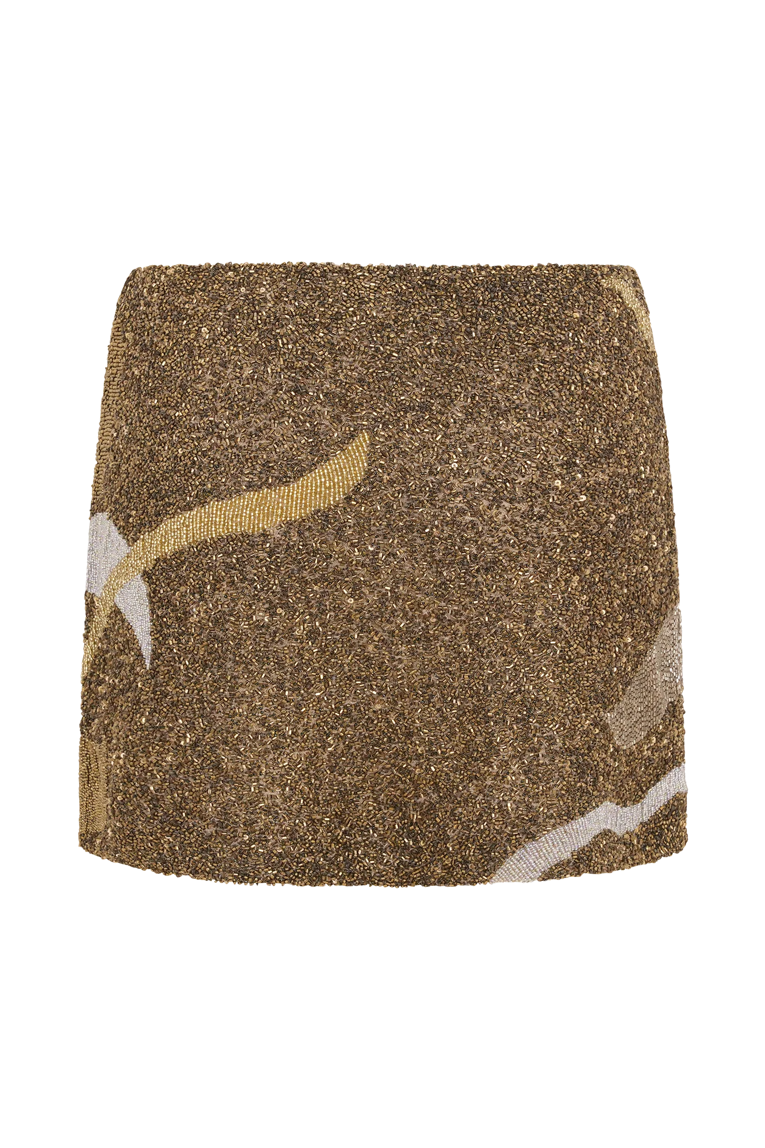 Asher Hand Beaded Abstract Mini Skirt - Gold - Image 10