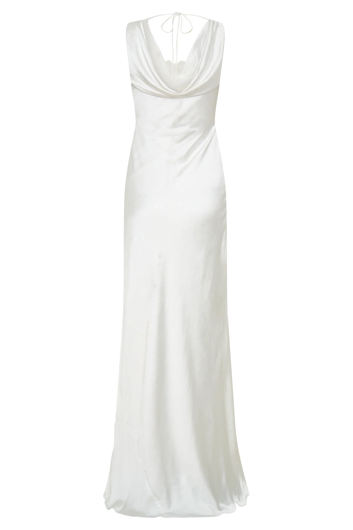 Ashley Cowl Neck Lace And Satin Maxi Dress - Ivory - Image 11